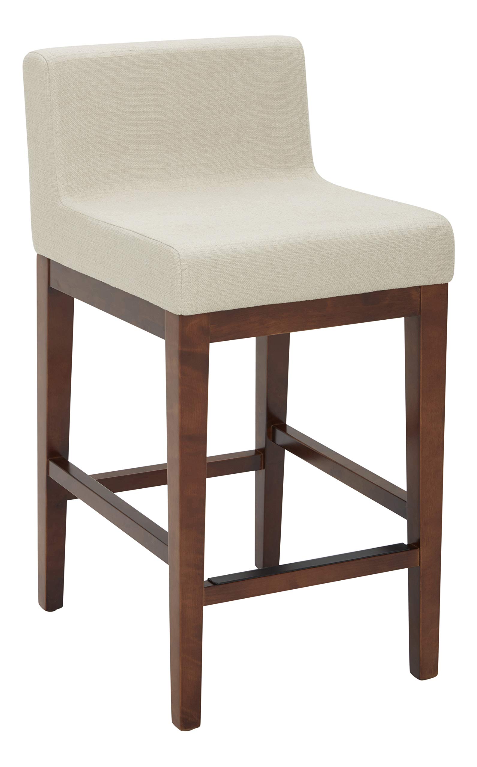 Amazon Brand – Rivet Mid-Century Modern Upholstered Low Back Kitchen Counter Height Stool, 37"H, Hemp