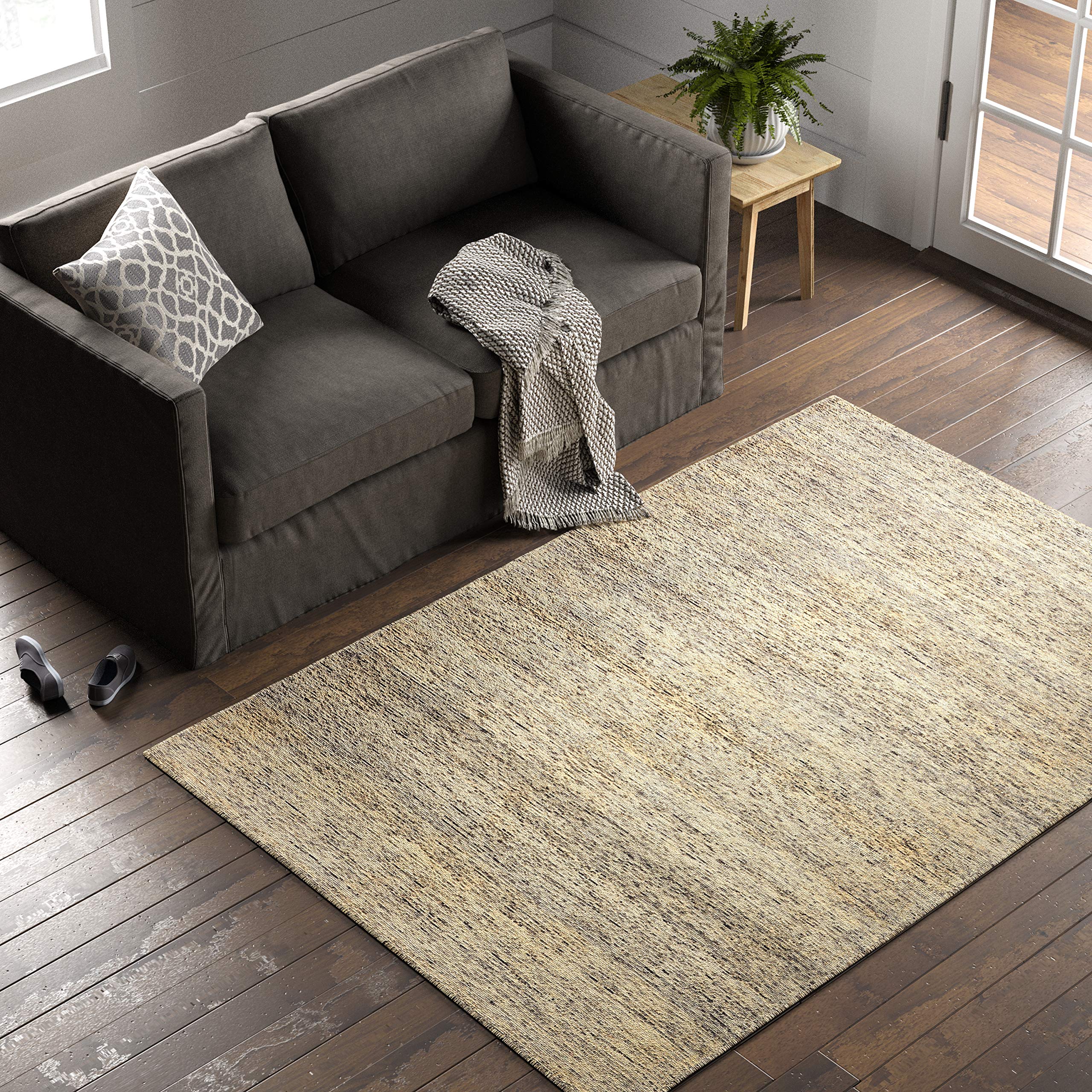 Amazon Brand – Stone & Beam Contemporary Speckle Wool Area Rug, 5' x 7' 6", Grey