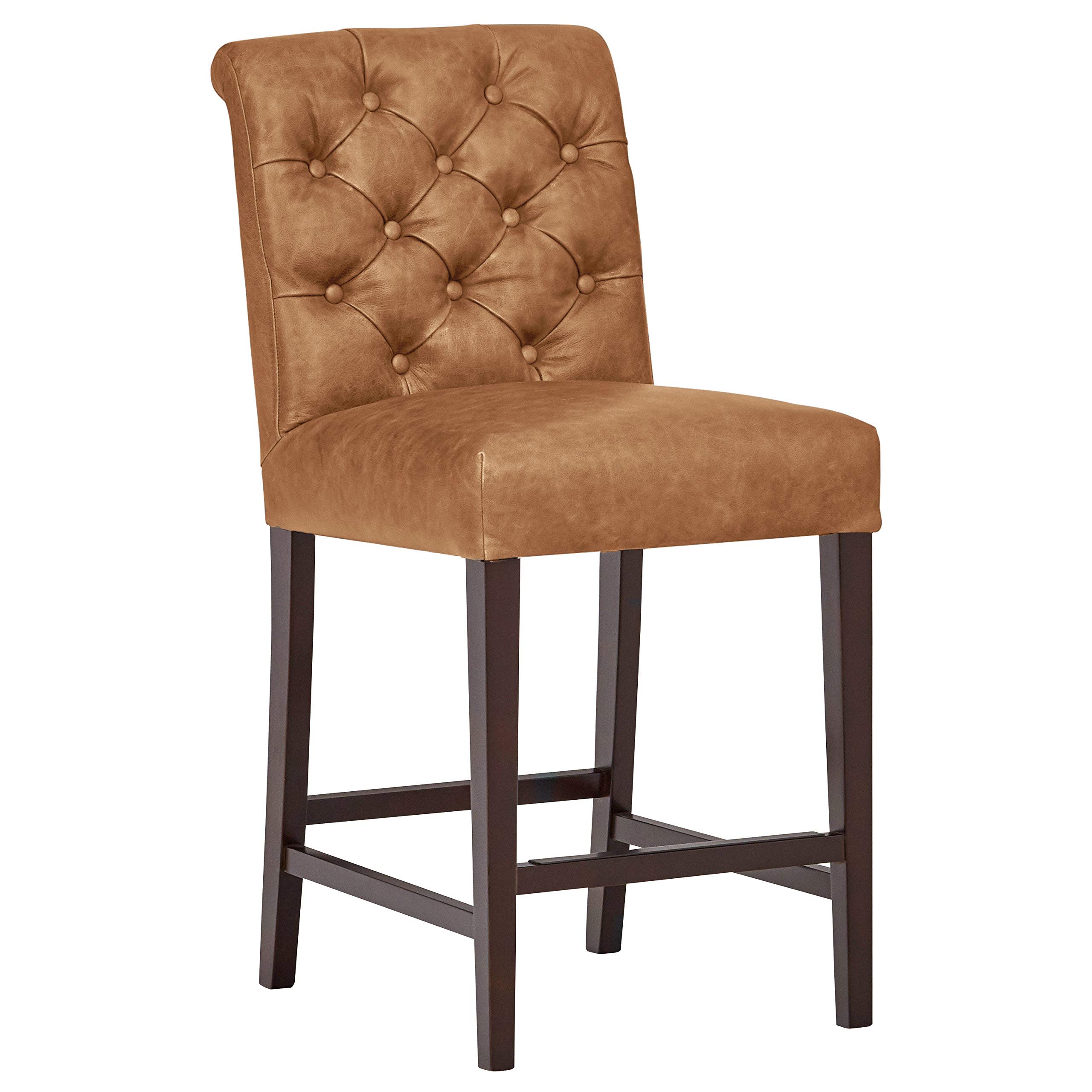 Amazon Brand – Stone & Beam Carson Woven Tufted Counter Height Kitchen Stool, 41"H, Cognac
