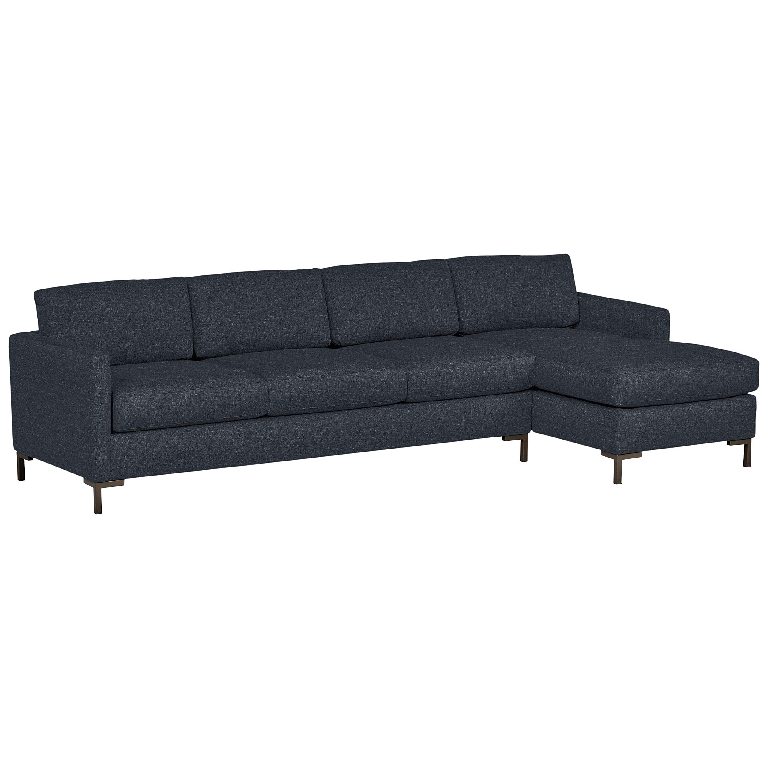 Amazon Brand – Rivet Edgewest Low Back Modern Right Chaise Sofa Sectional, 115"W, Eclipse Blue