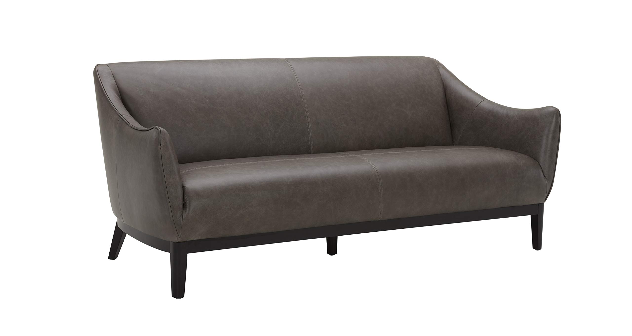 Amazon Brand – Rivet Bayard Contemporary Leather Couch with Curved Back and Armrests, 76"W, Grey