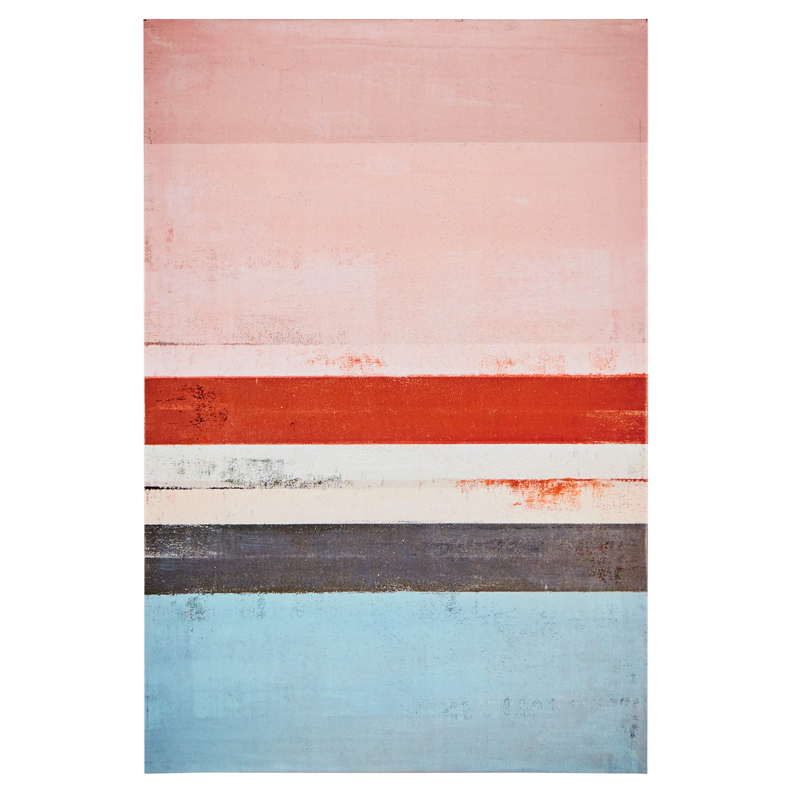 Amazon Brand – Rivet Contemporary Striped Print with Sand Texture Wall Art Decor on Canvas - 36 x 24 Inch, Pink and Blue
