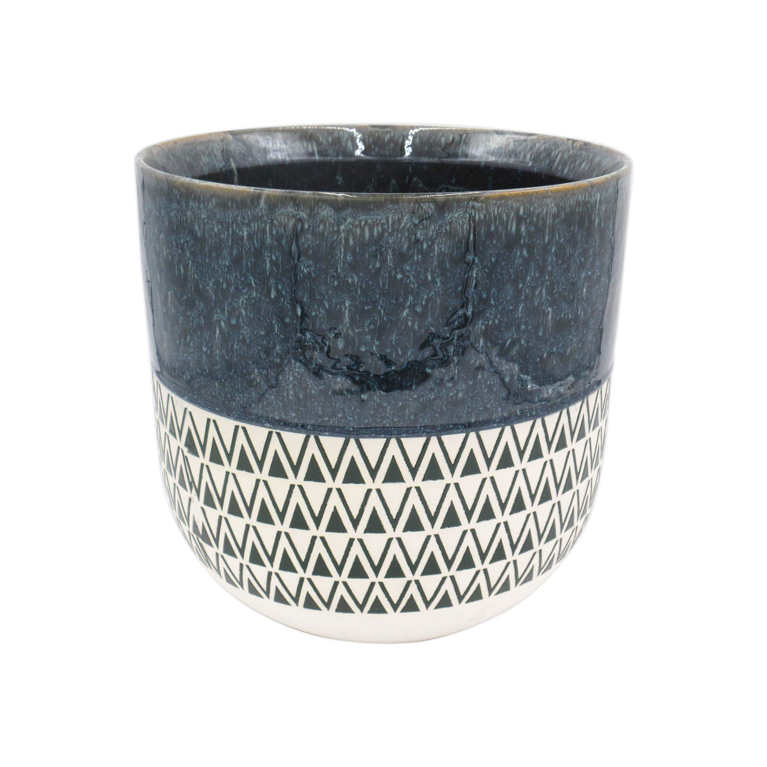 Amazon Brand – Stone & Beam Mid-Century Two-Toned Planter, 10.53"H, Indigo Blue