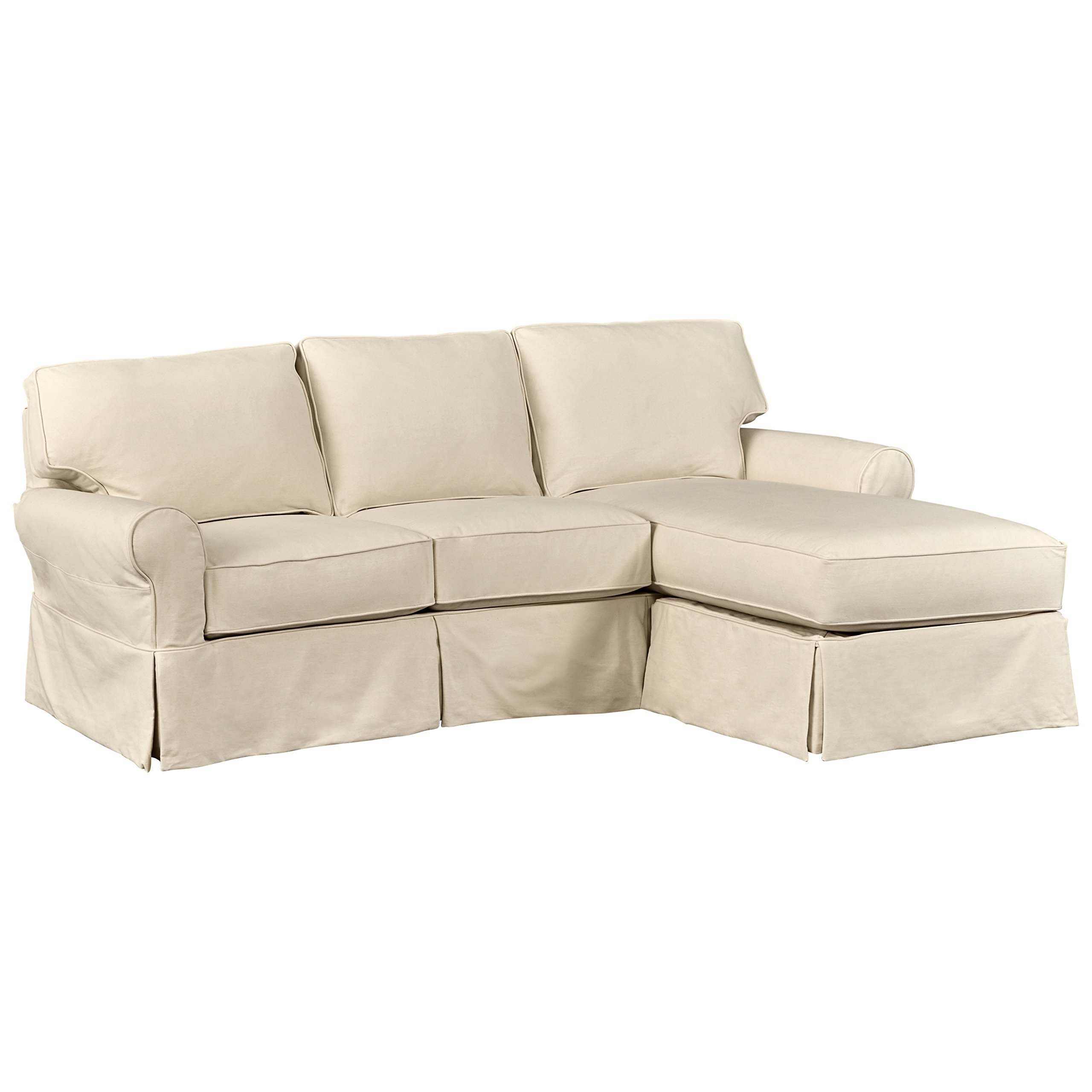 Amazon Brand – Stone & Beam Carrigan Modern Chaise Sofa Couch with Slipcover, 95"W, Natural