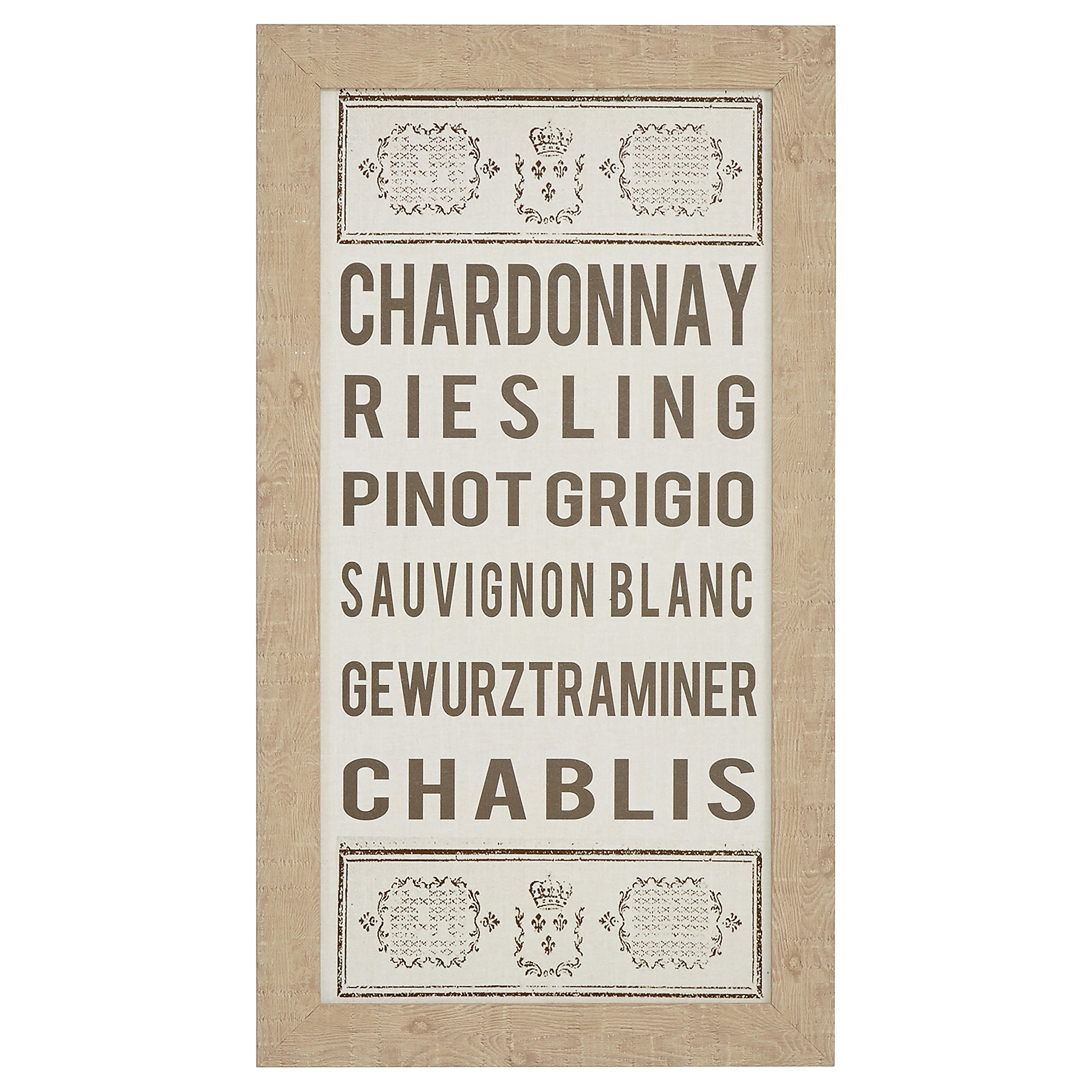 Amazon Brand – Stone & Beam Vintage White and Beige White Wine List, Beige Frame, 15" x 27"