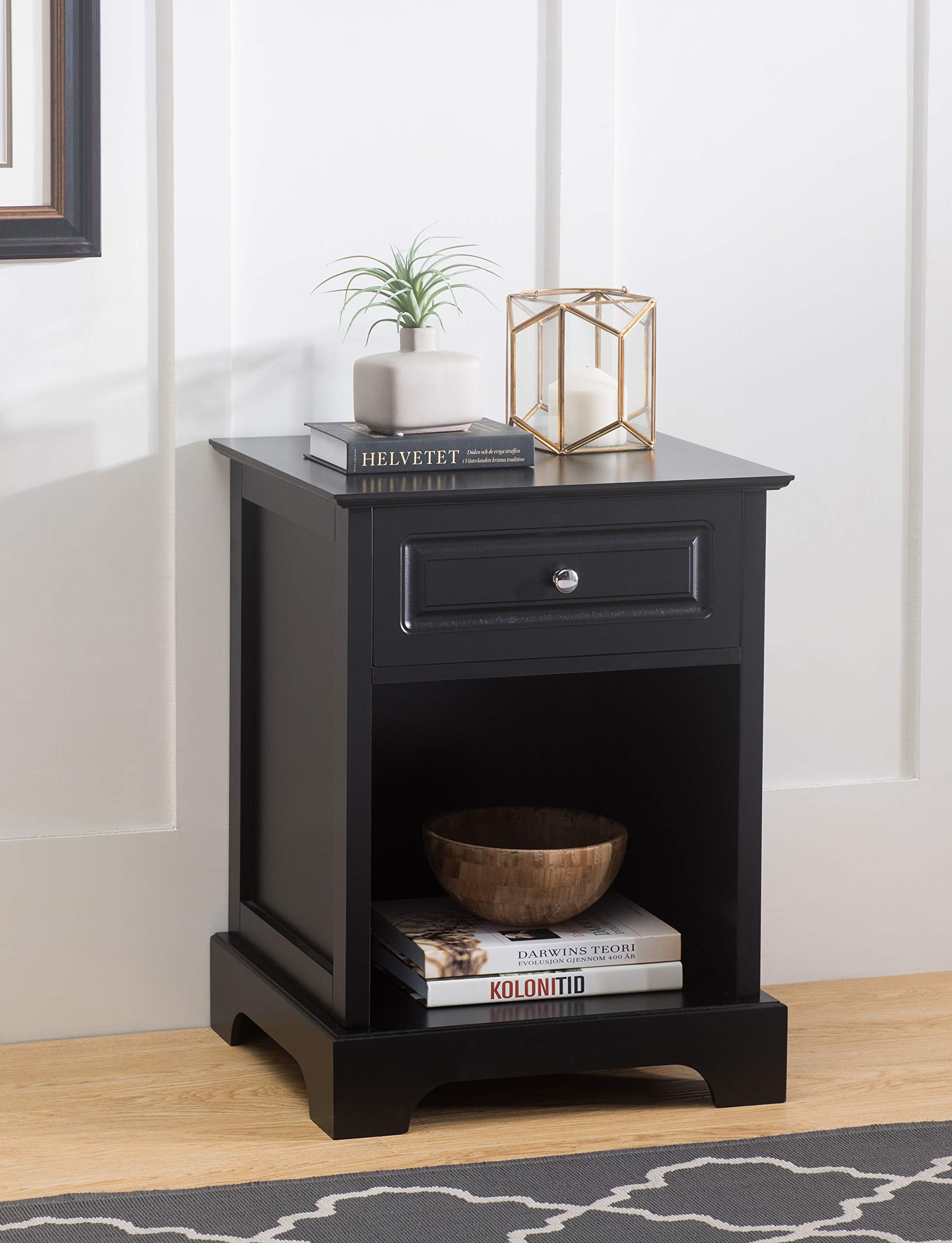 2L Lifestyle Carleton Side Table with Drawer Black Finish, Small