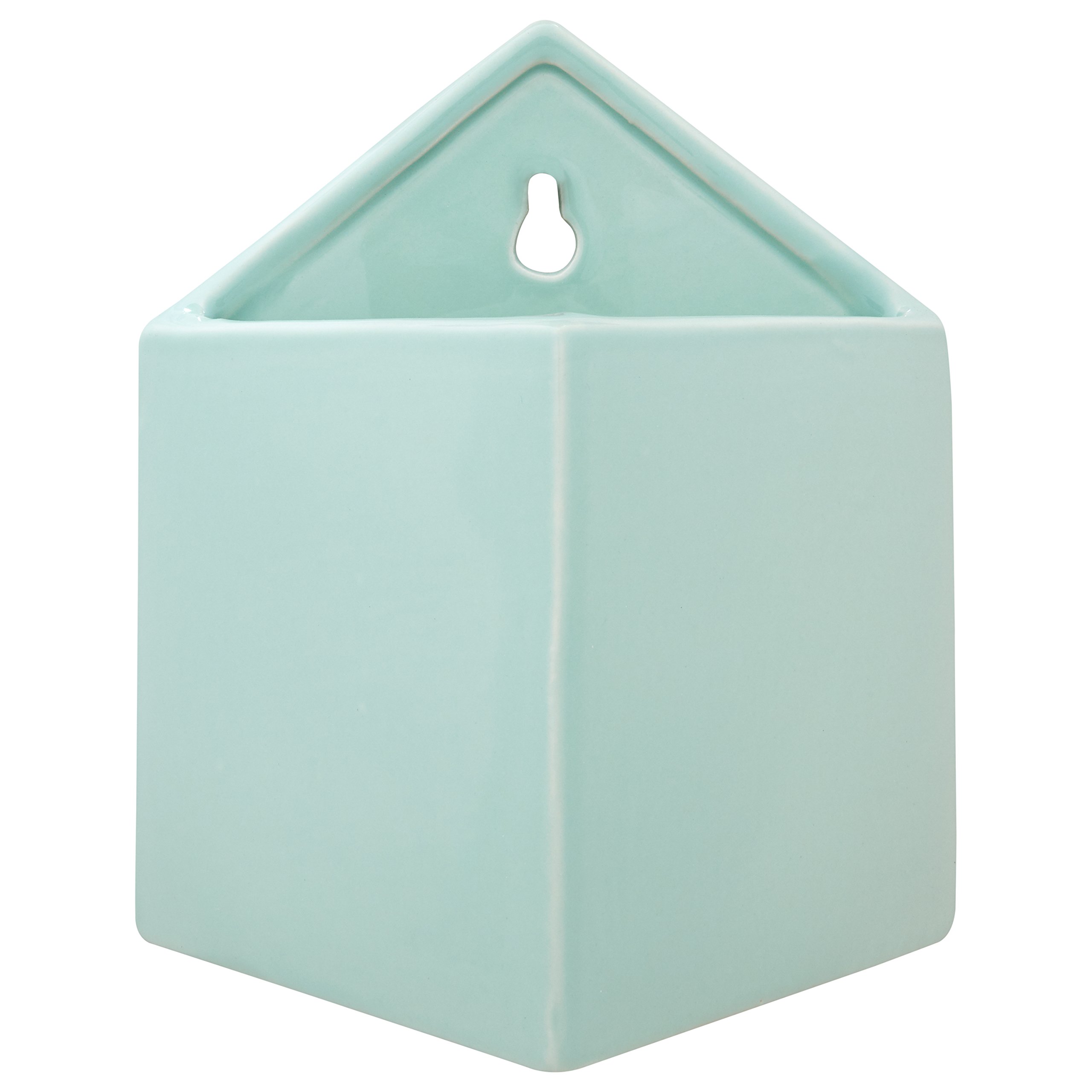 Amazon Brand – Rivet Pyramid-Shaped Wall Planter, 7.5"H, Modern Earthenware, Aqua