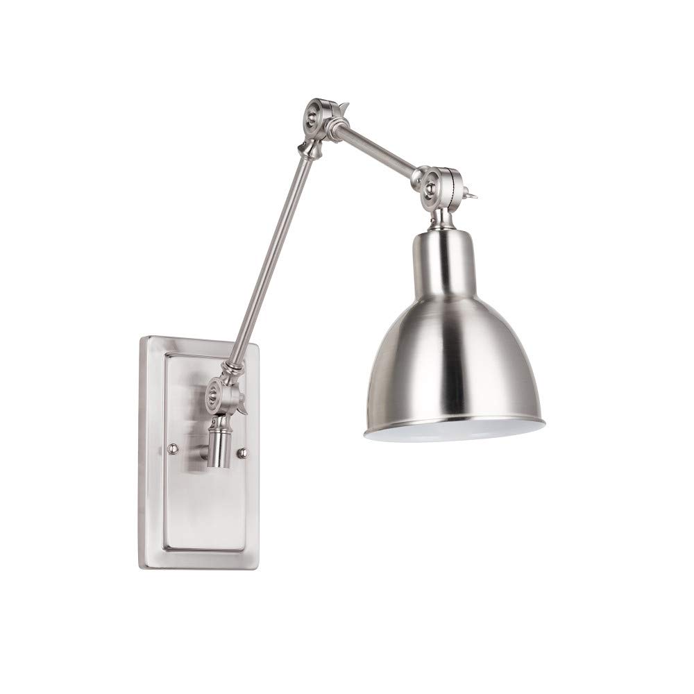 Amazon Brand – Stone & Beam Contemporary Metal Wall Sconce with Adjustable Knobs, LED Bulb Included, 13.5"H, Brushed Nickel