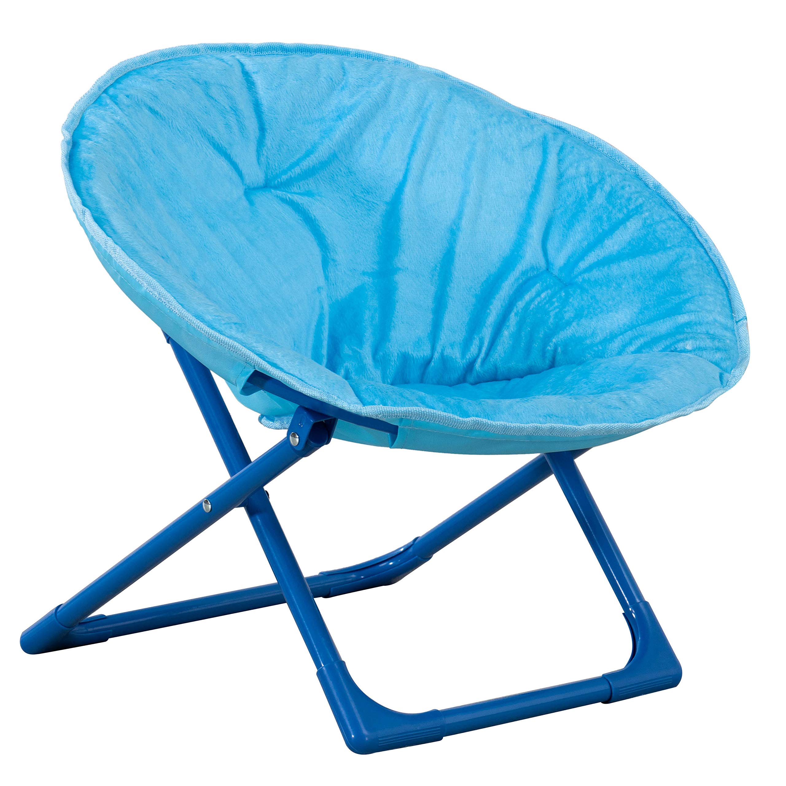 AmazonBasics Kids Folding Moon Indoor Papasan Chair for Children - Solid Blue