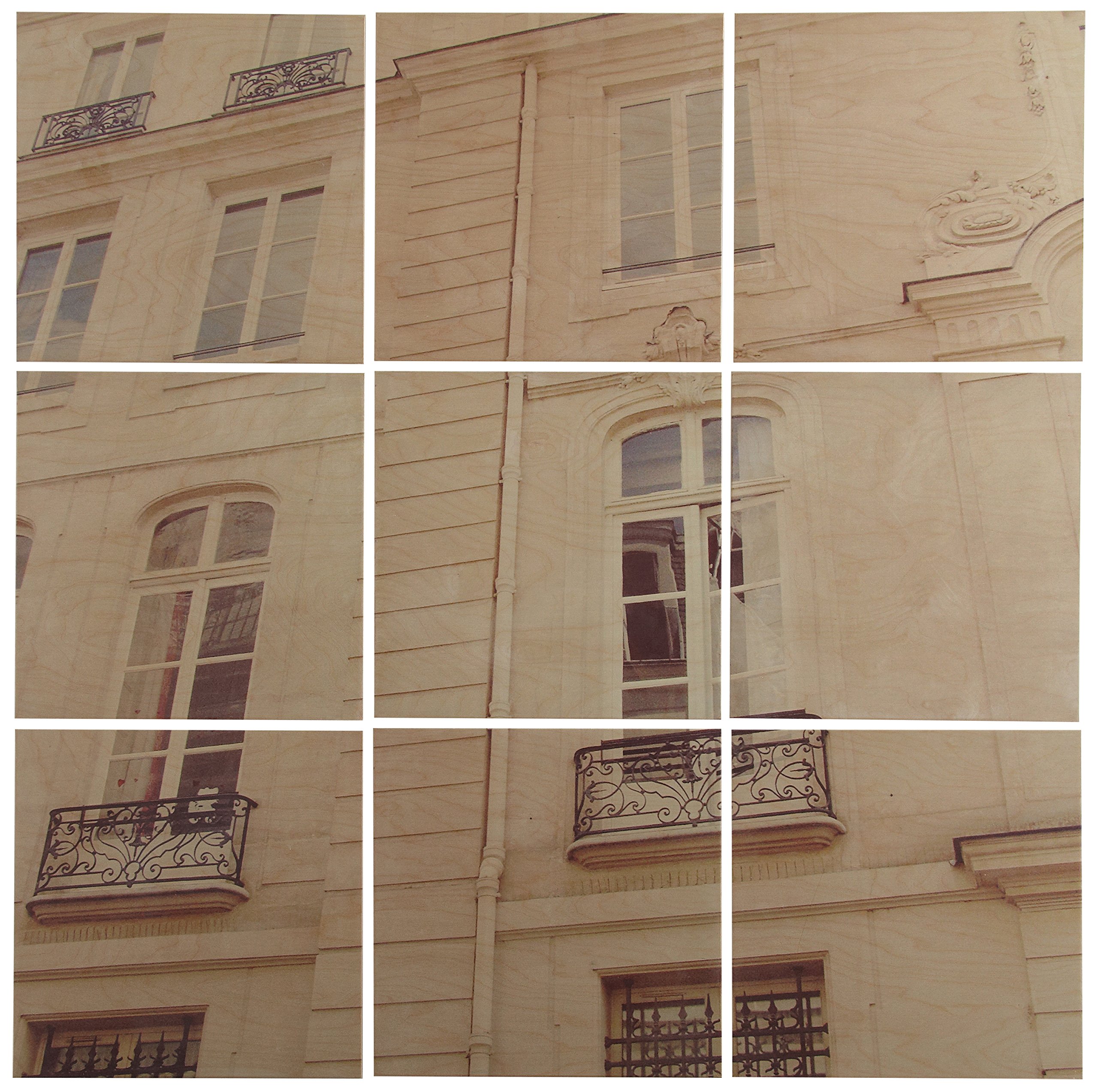 Amazon Brand – Stone & Beam Modern 9-Piece Mural of White Paris Building Wall Art 36" x 36", on Wood