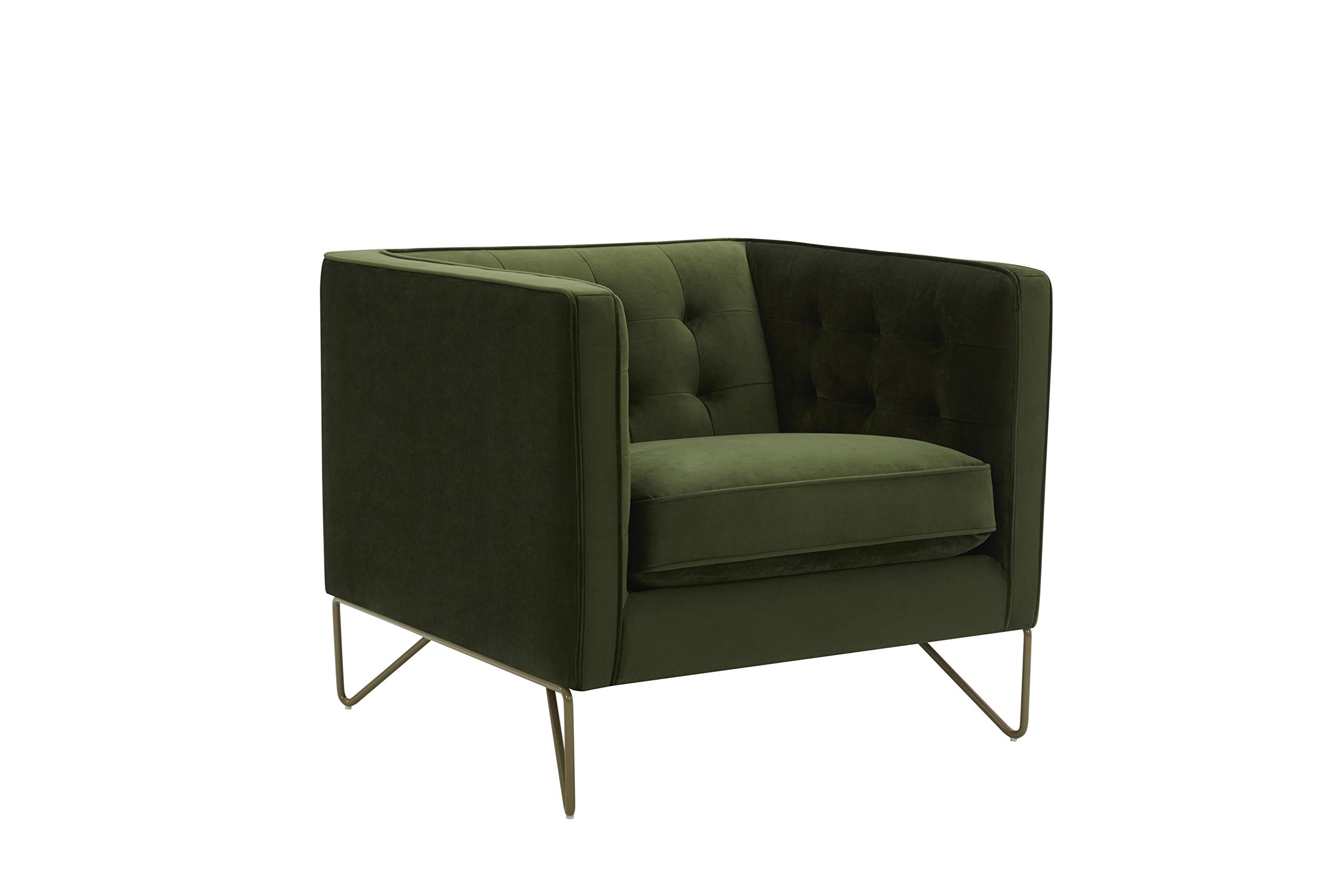 Amazon Brand – Rivet Brooke Contemporary Mid-Century Modern Tufted Velvet Living Room Chair, 35"W, Emerald