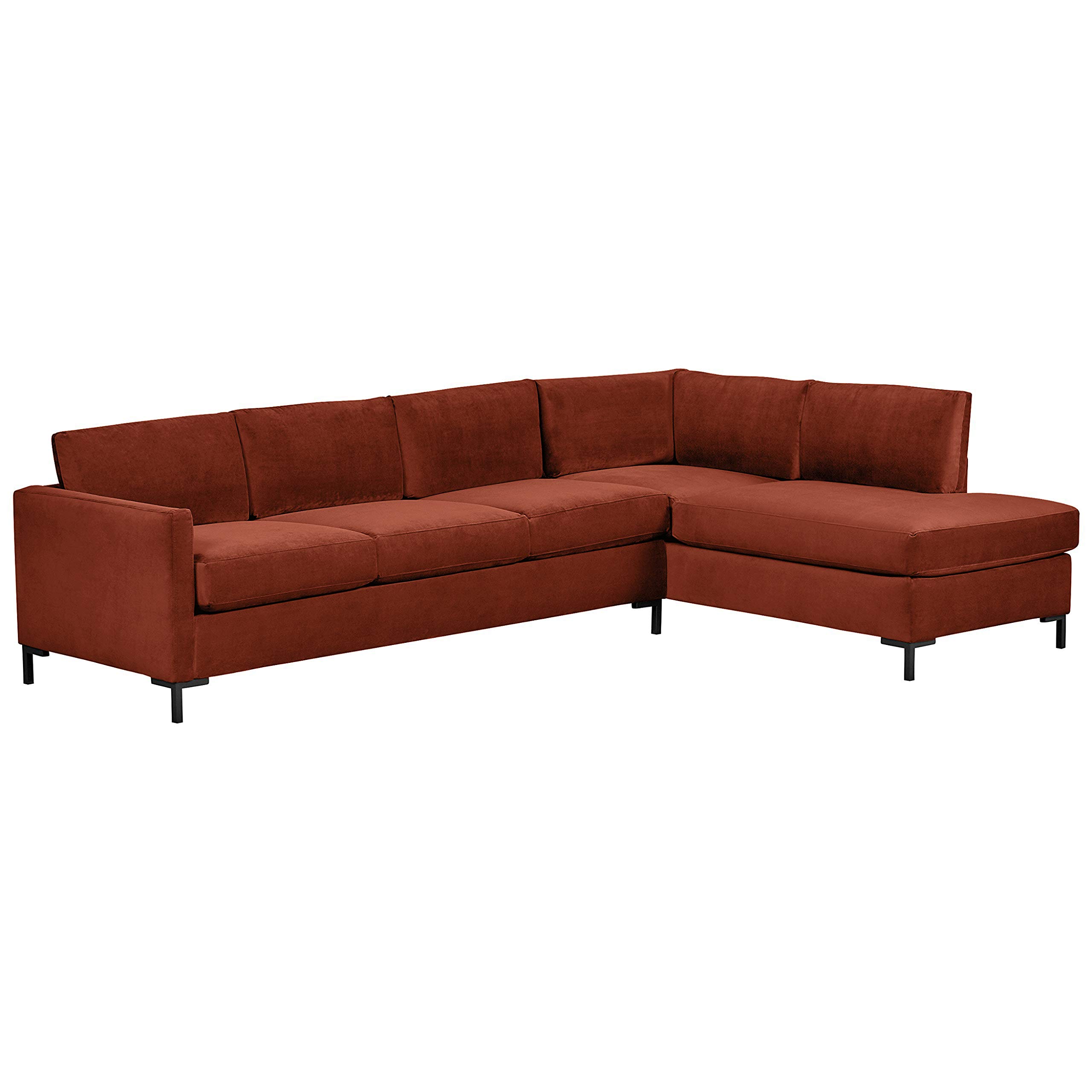 Amazon Brand – Rivet Edgewest Low Back Modern Right L-Sectional, 116"W, Rouge Red