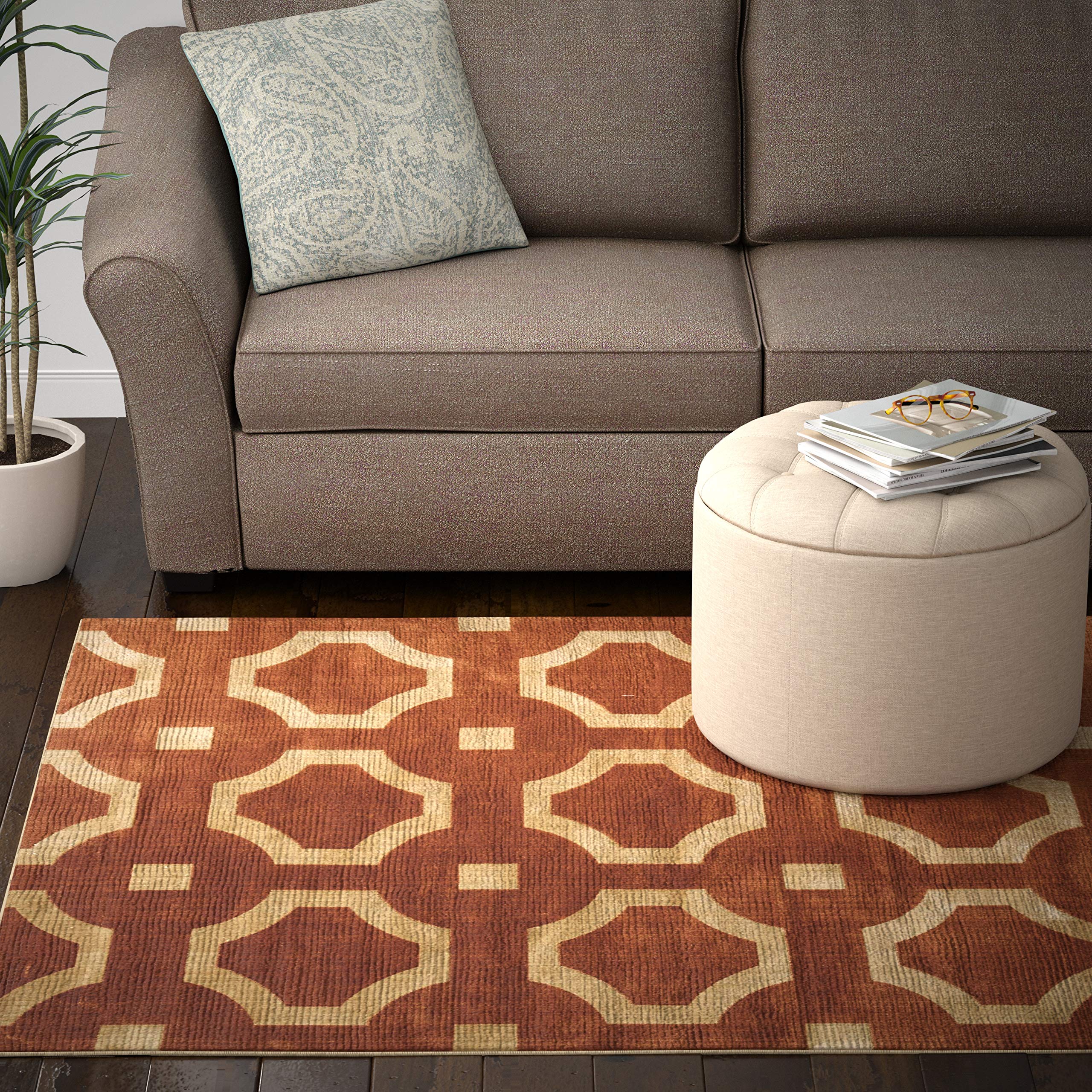 Ravenna Home Forsyth Rug, 5'W x 7'6"L, Geometric Medallion Design