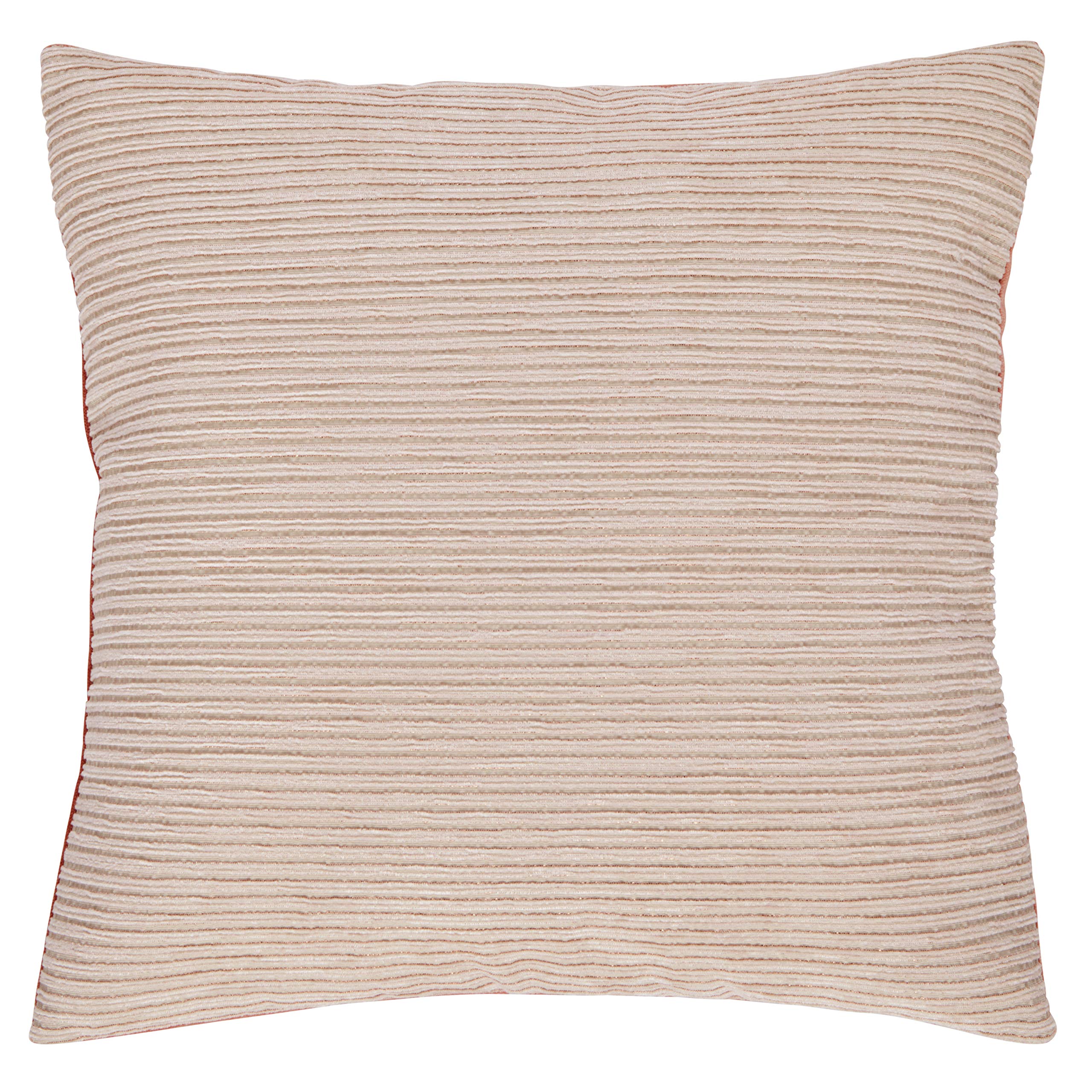 Amazon Brand – Rivet Contemporary Corduroy & Velvet Throw Pillow, 17"L x 17"H, Blush / Coral