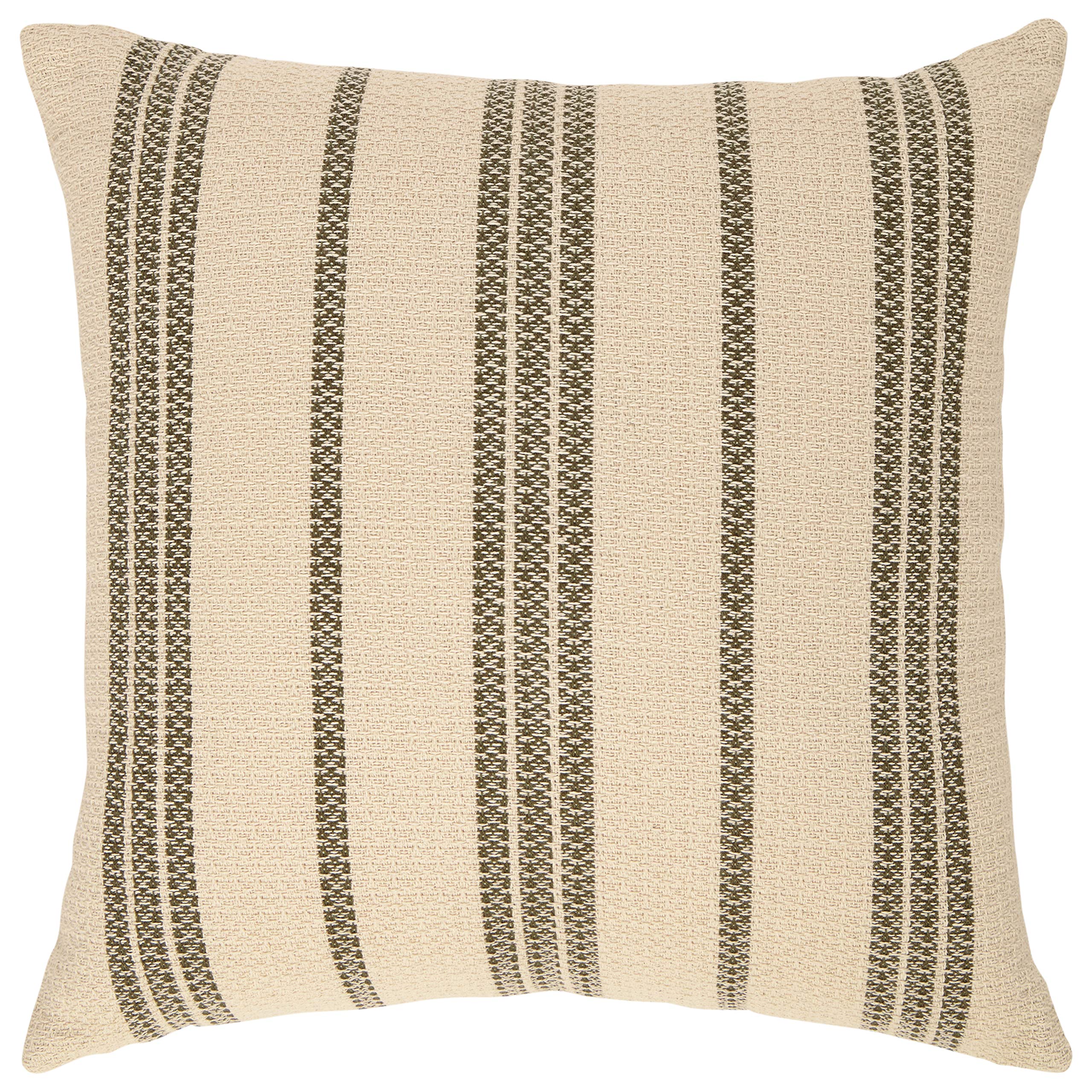 Amazon Brand – Stone & Beam Modern Striped Throw Pillow - 18 x 18 Inch, Olive Multi