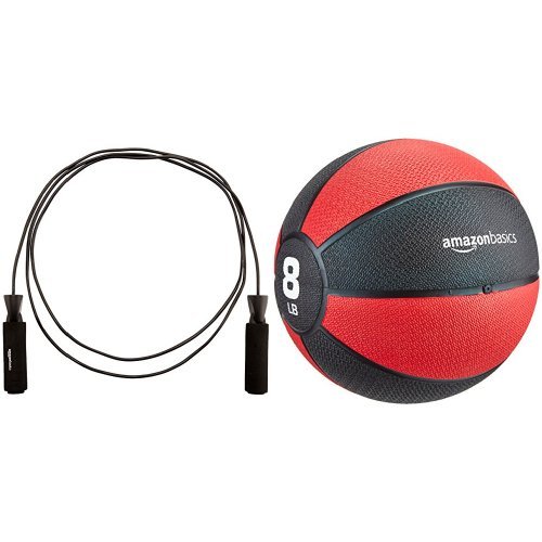 AmazonBasics Jump Rope and 8-Pound Medicine Ball Set