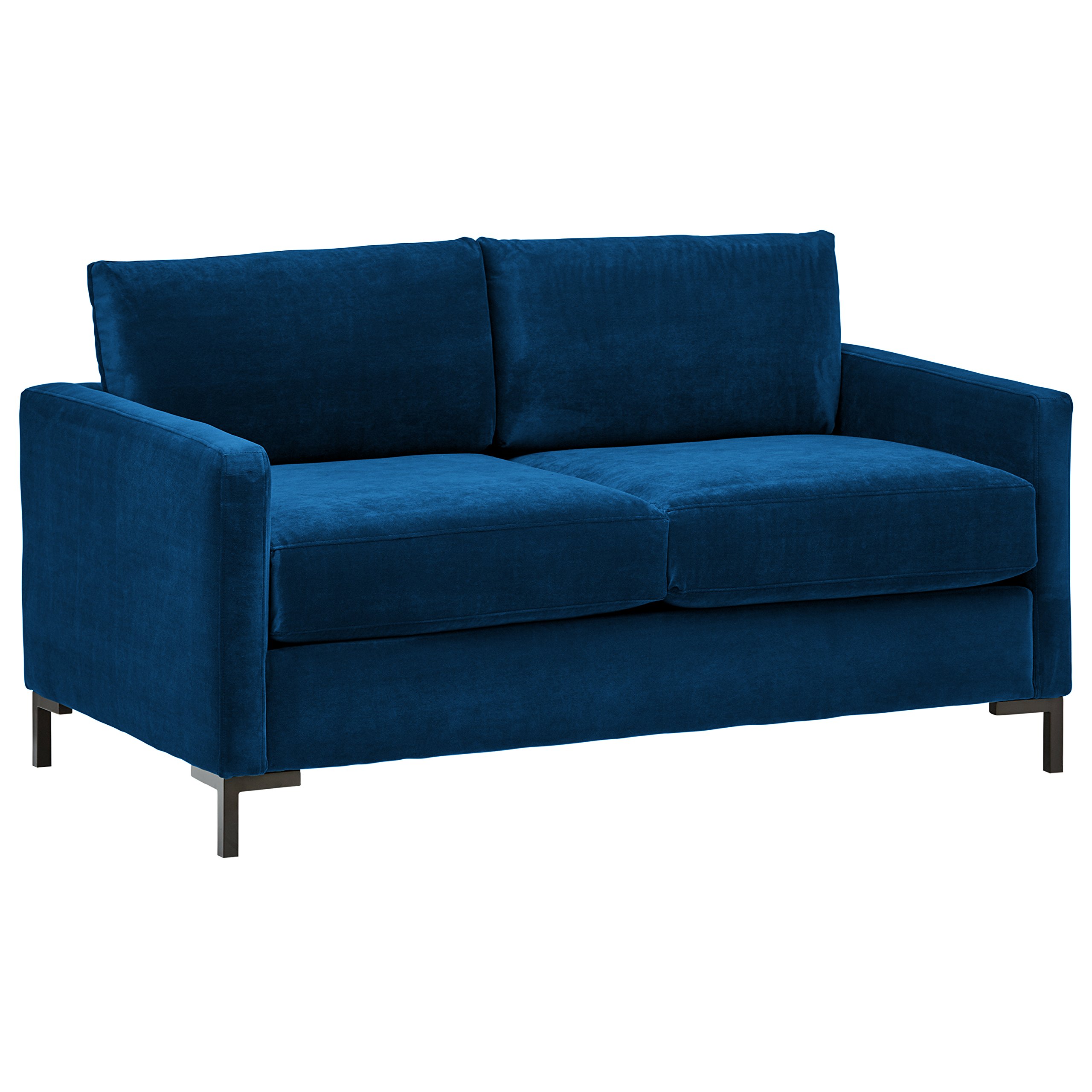 Amazon Brand – Rivet Edgewest Low Back Mid-Century Modern Loveseat, 65"W, Blue Ink