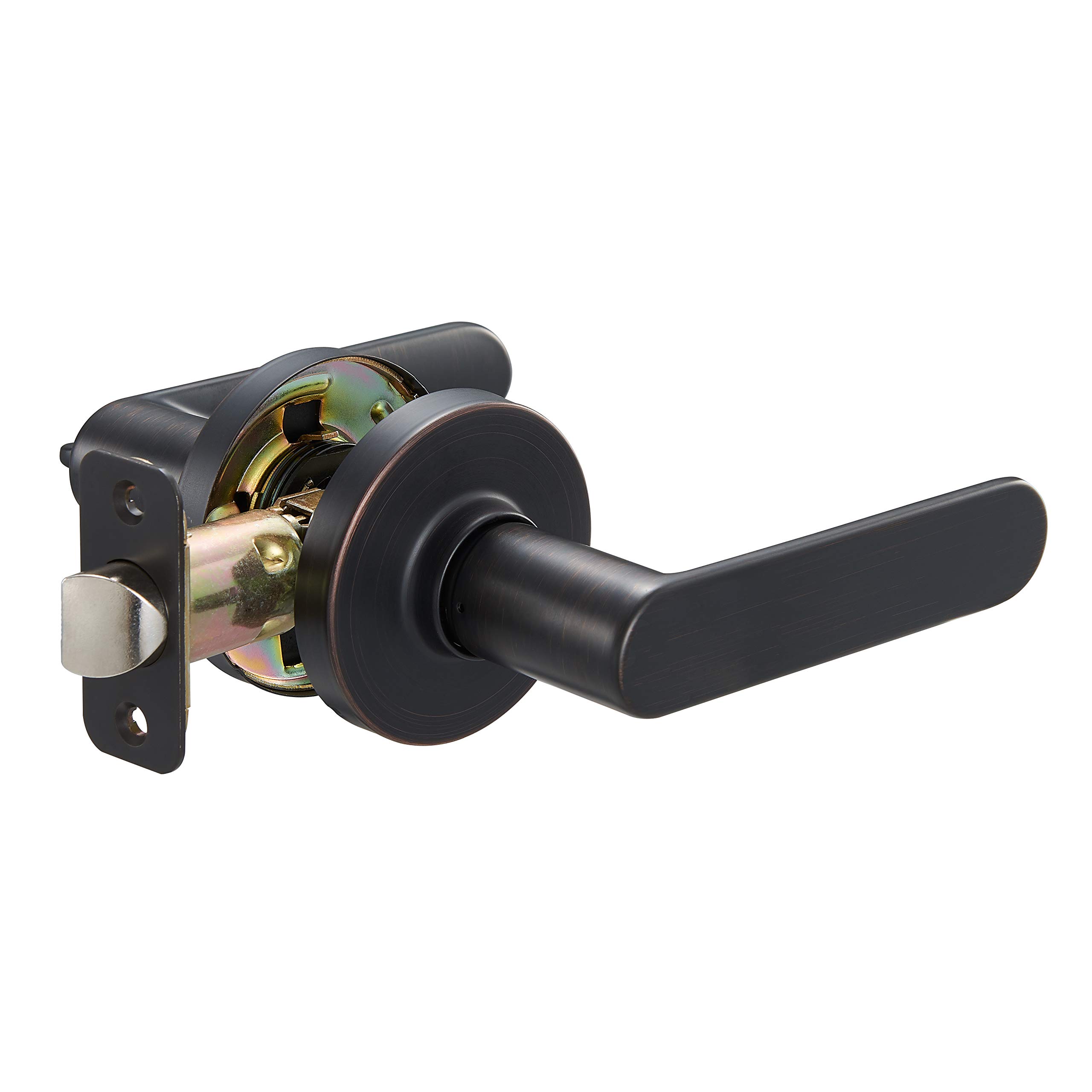 AmazonBasics Contemporary Reno Door Lever, Passage, Oil Rubbed Bronze