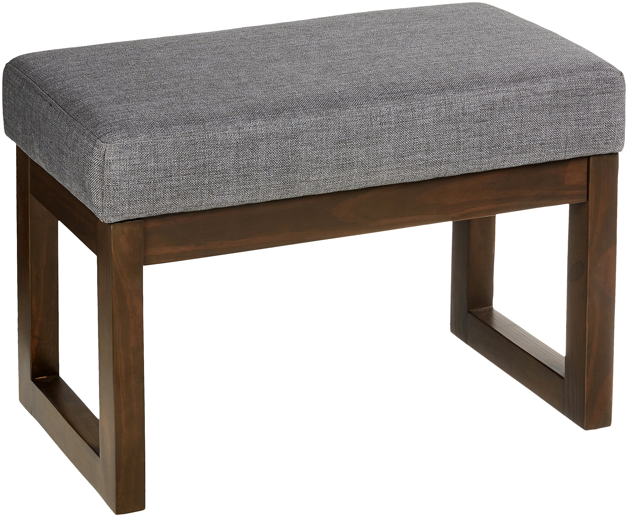 Red Hook Leda Rectangular Upholstered Ottoman Bench - 27 x 14.5 x 18.5 Inches, Stone Grey