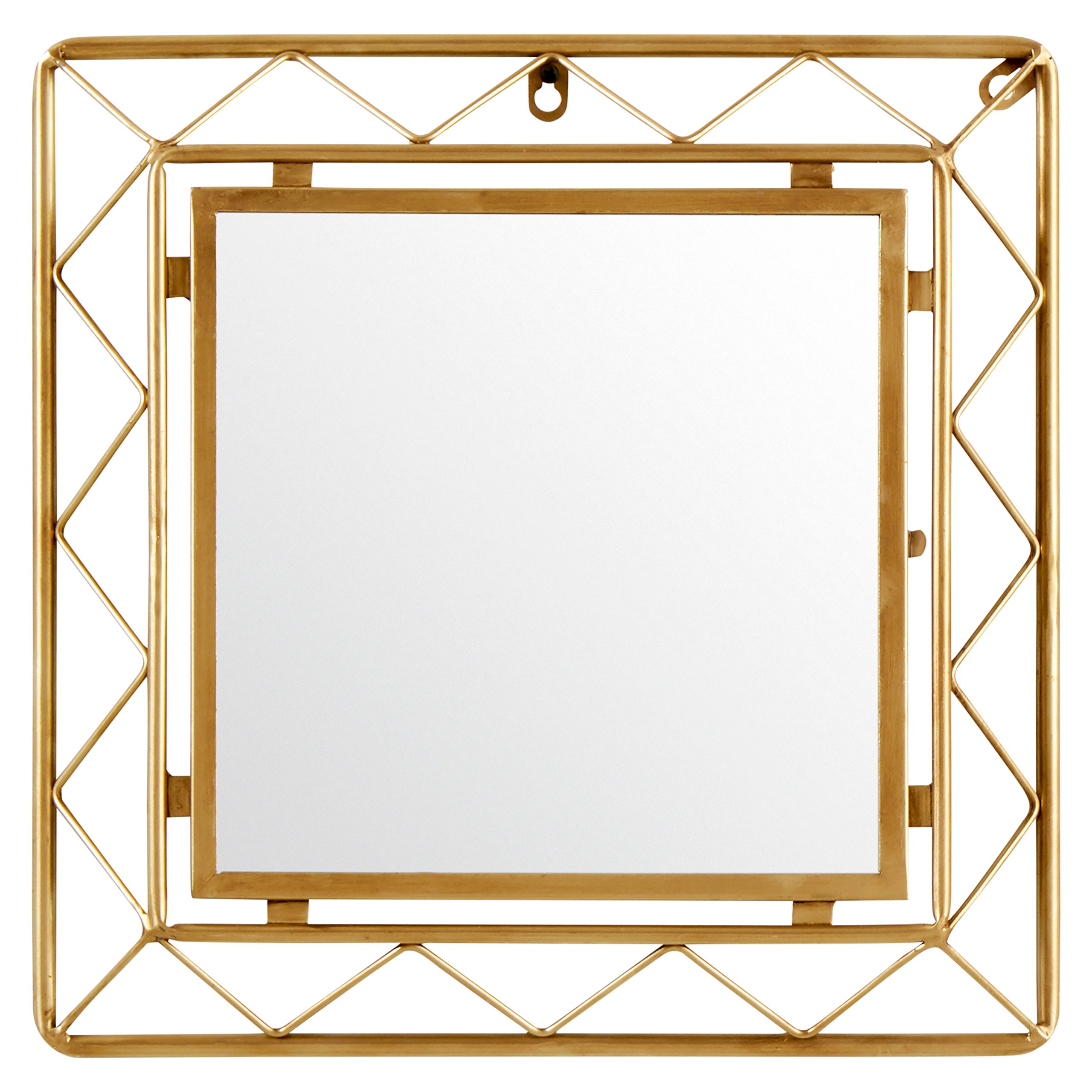 Amazon Brand – Rivet Modern Metal Lattice-Work Square Hanging Wall Mirror, 16.25 Inch Height, Gold Finish
