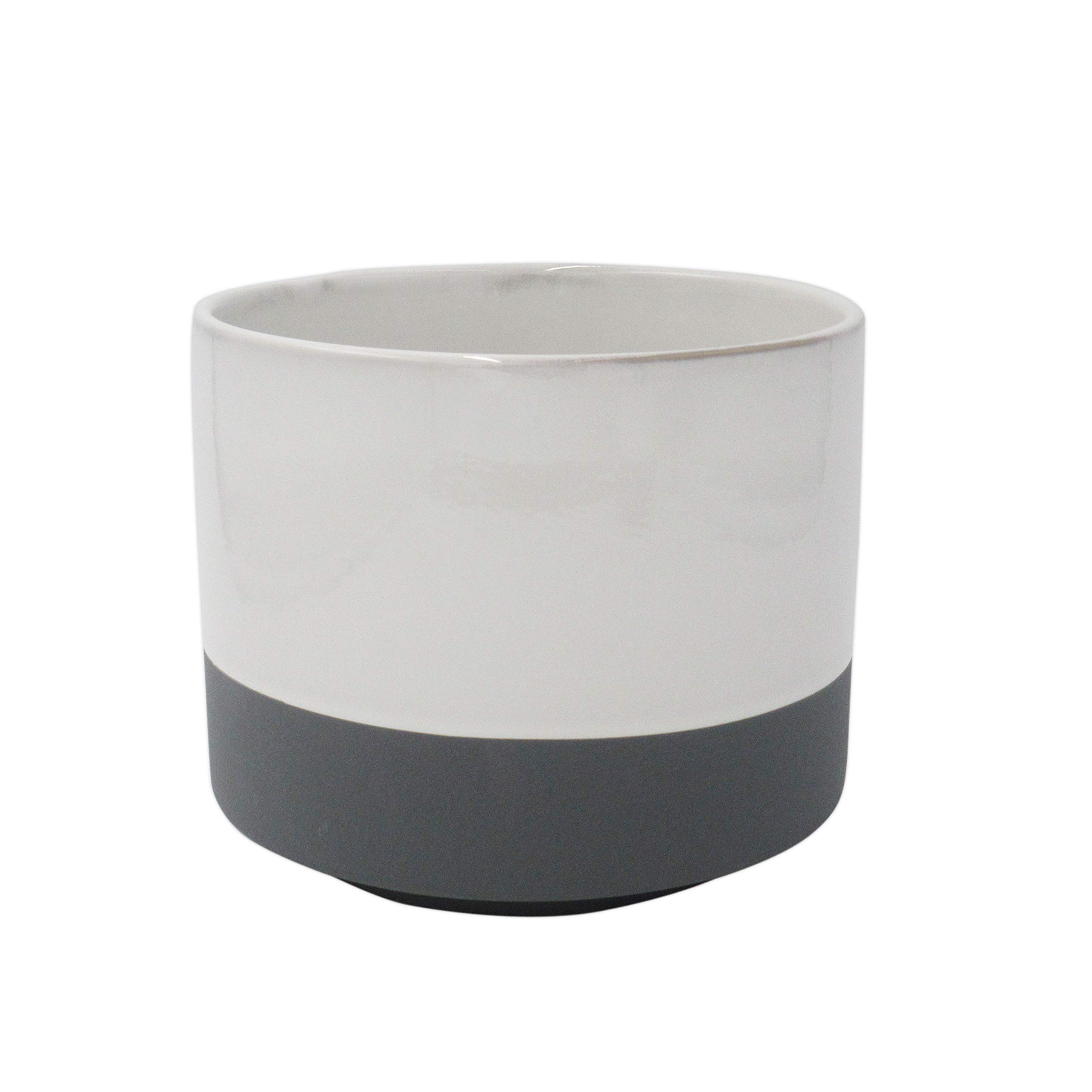 Amazon Brand – Rivet Mid-Century 2-Toned Stoneware Planter, 6.3"H, Gray and White