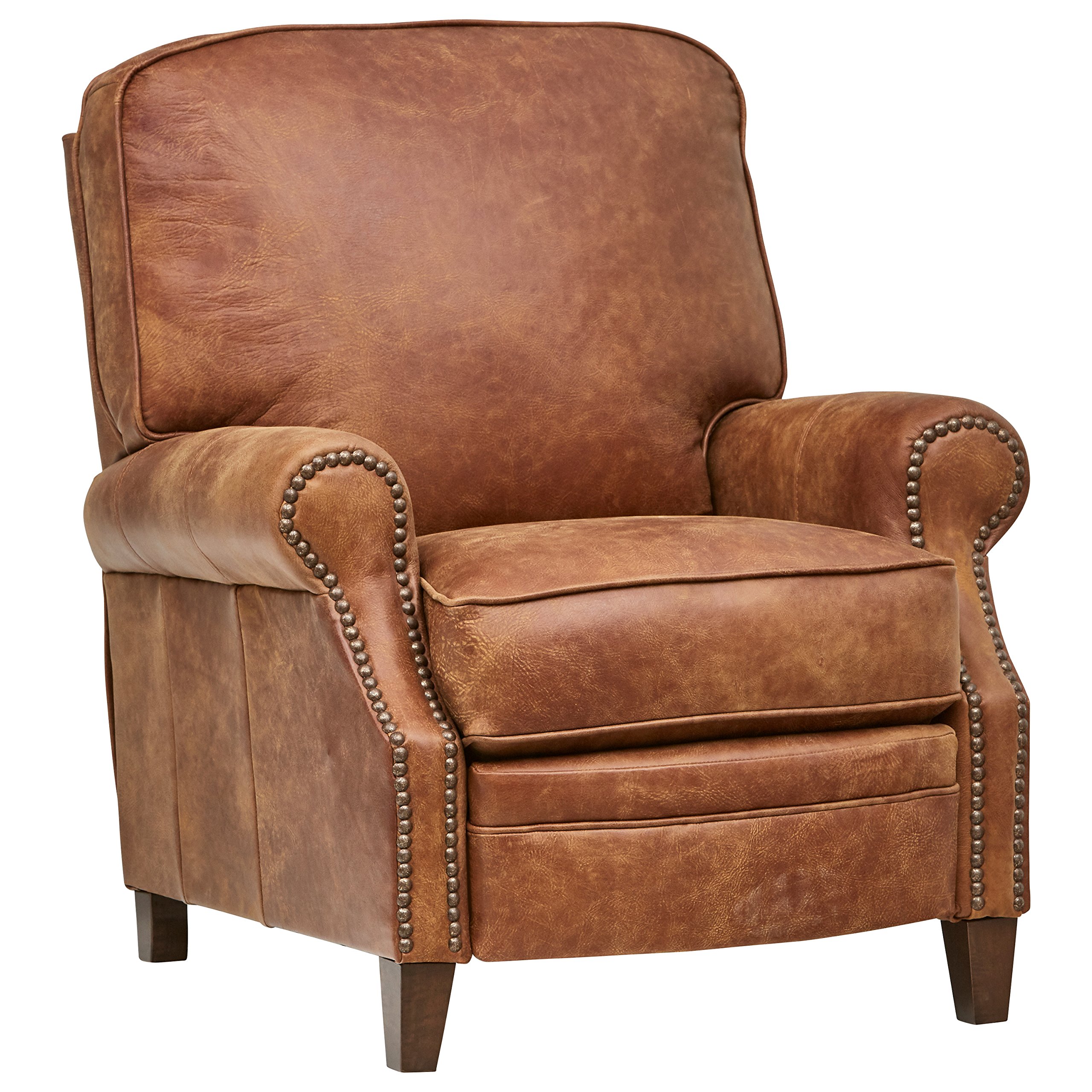 Amazon Brand – Stone & Beam Jameson Farmhouse Leather Recliner, 36"W, Saddle Brown