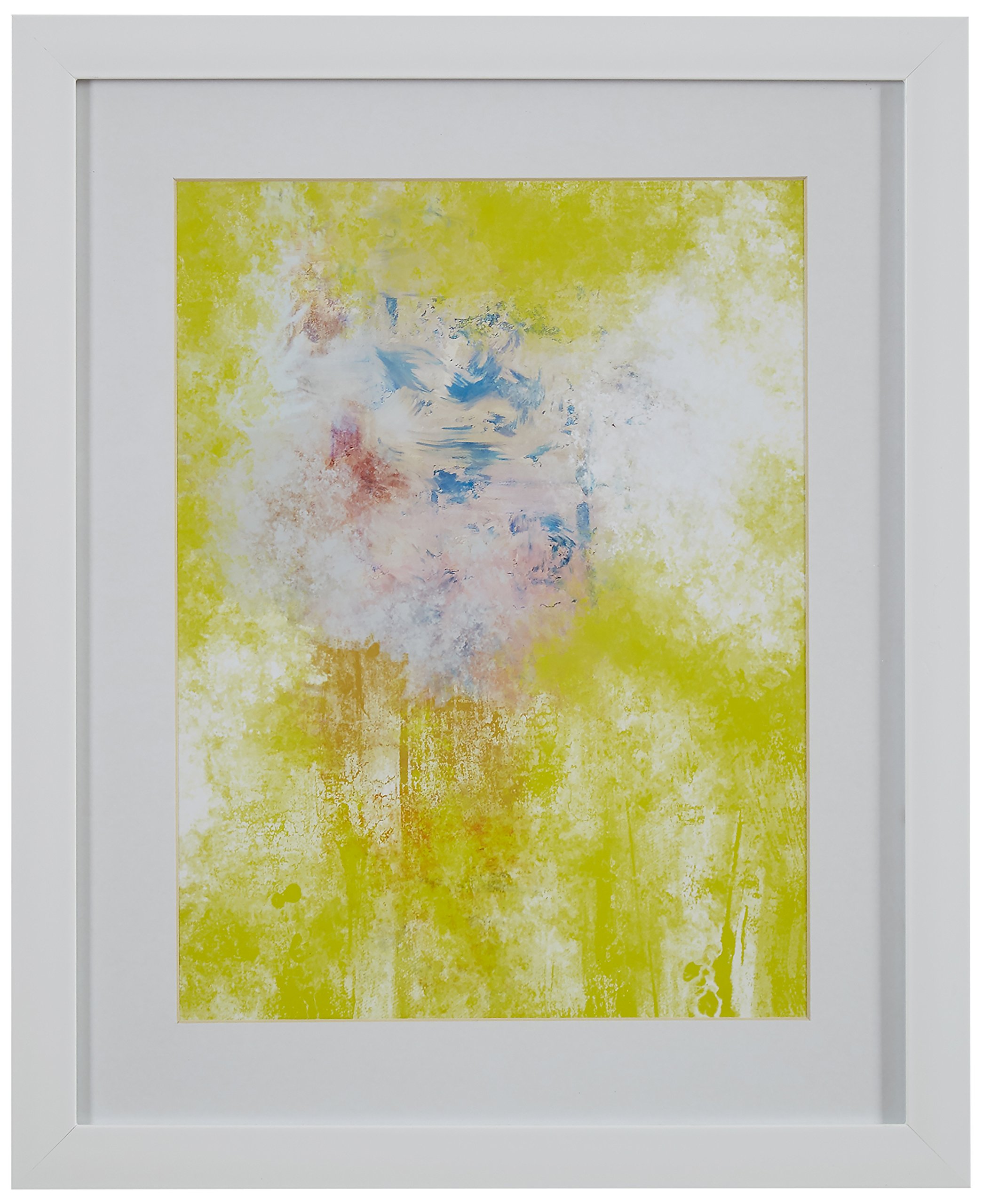 Amazon Brand – Stone & Beam Modern Yellow Abstract Print Wall Art, White Frame, 13" x 15"