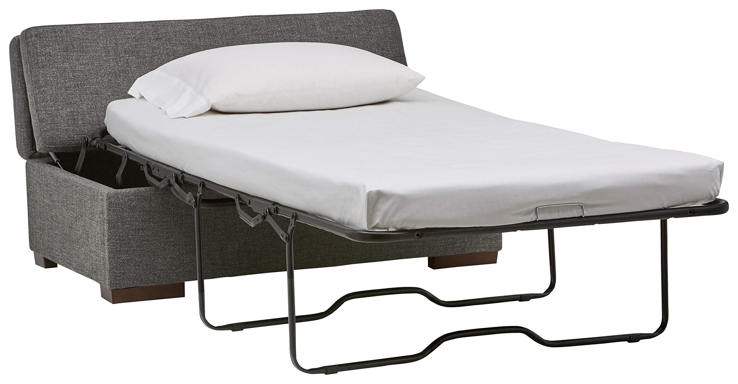 Rivet Fold Modern Ottoman Sofa Bed, 48"W, Dark Grey