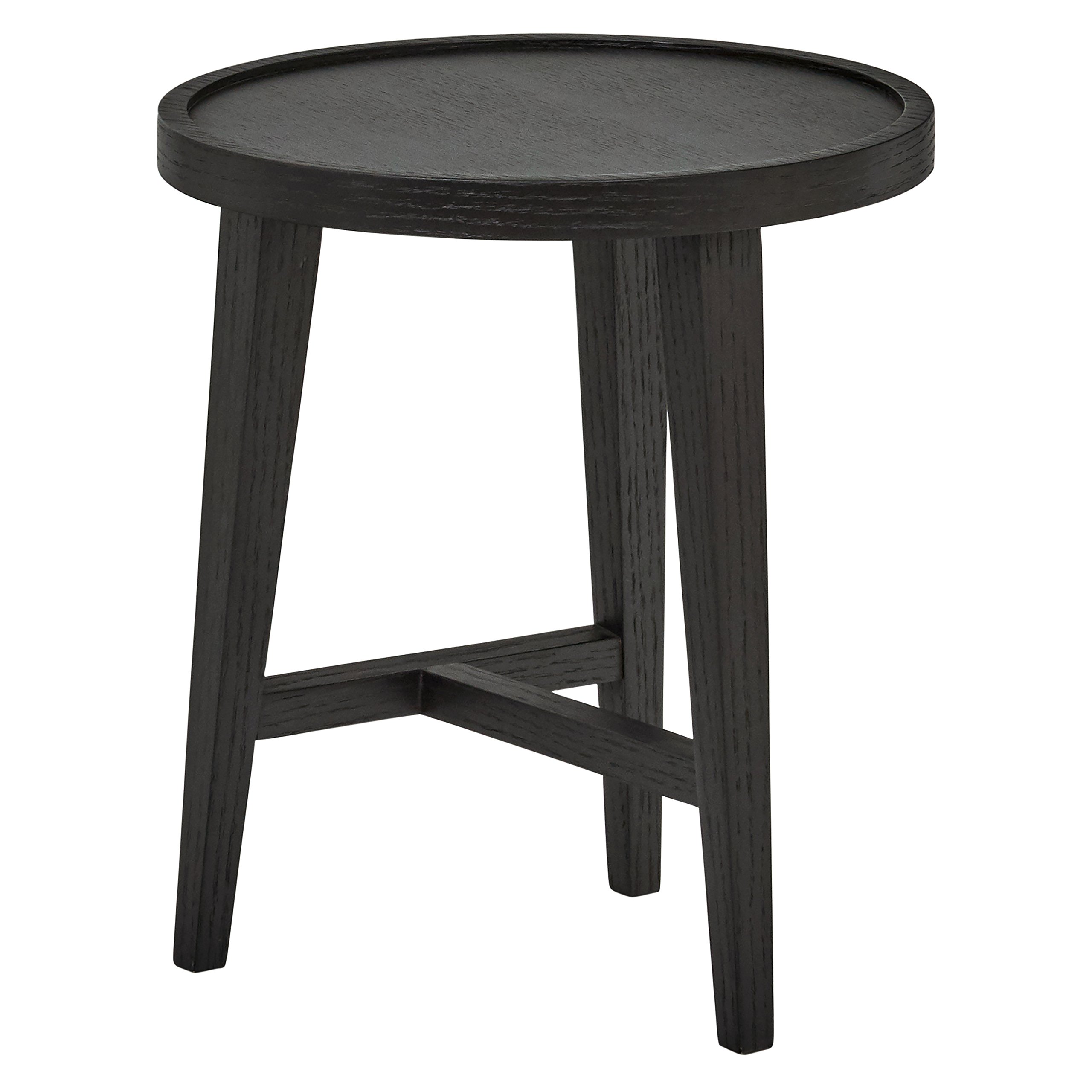Amazon Brand – Rivet Mid-Century Modern Round Black Wood Nesting Side End Table, 15.7" W, Dark Oak
