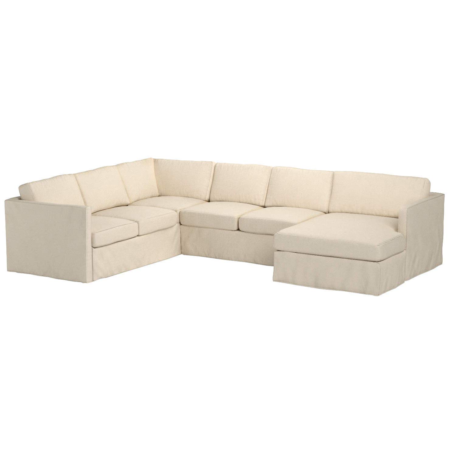 Amazon Brand – Stone & Beam Andover Slipcover Left-Facing U-Shaped Sectional, 134"W, Cream Fabric