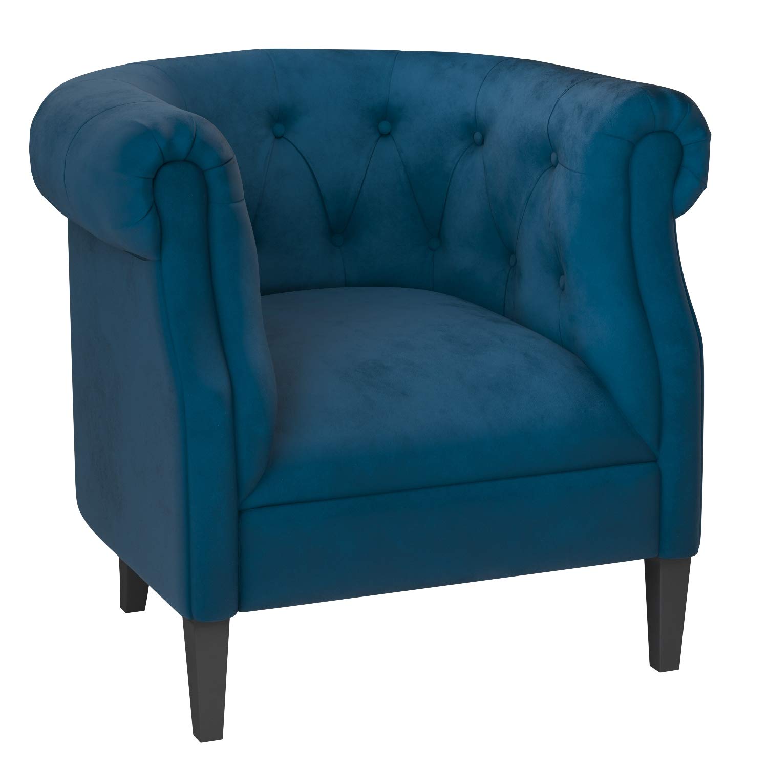 Amazon Brand – Ravenna Home Westcott Curved Tufted Rolled Arm Accent Chair, 34"W, Blue