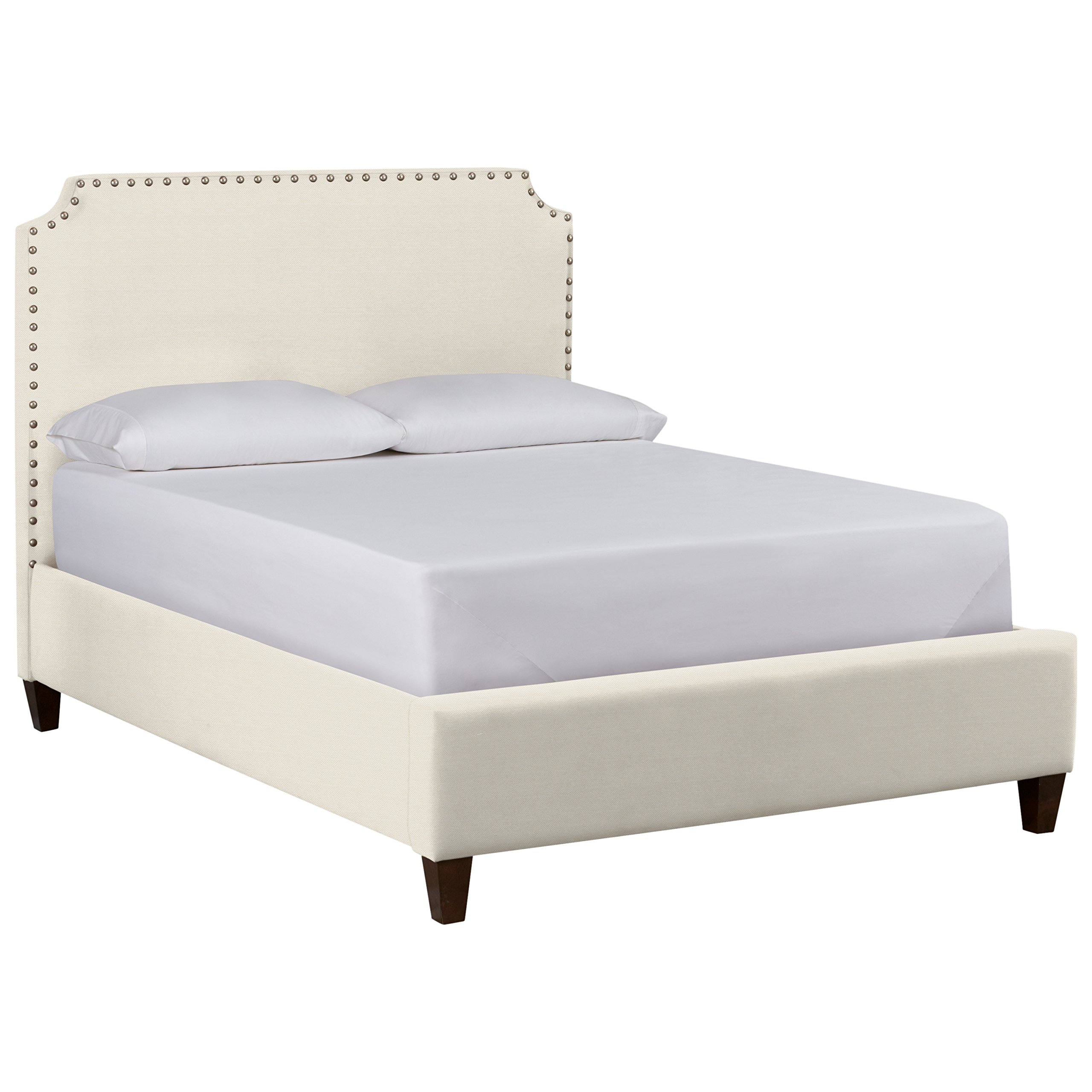 Amazon Brand – Stone & Beam Tisbury Nailhead Trim Queen Bed, 66"W, Cream Herringbone