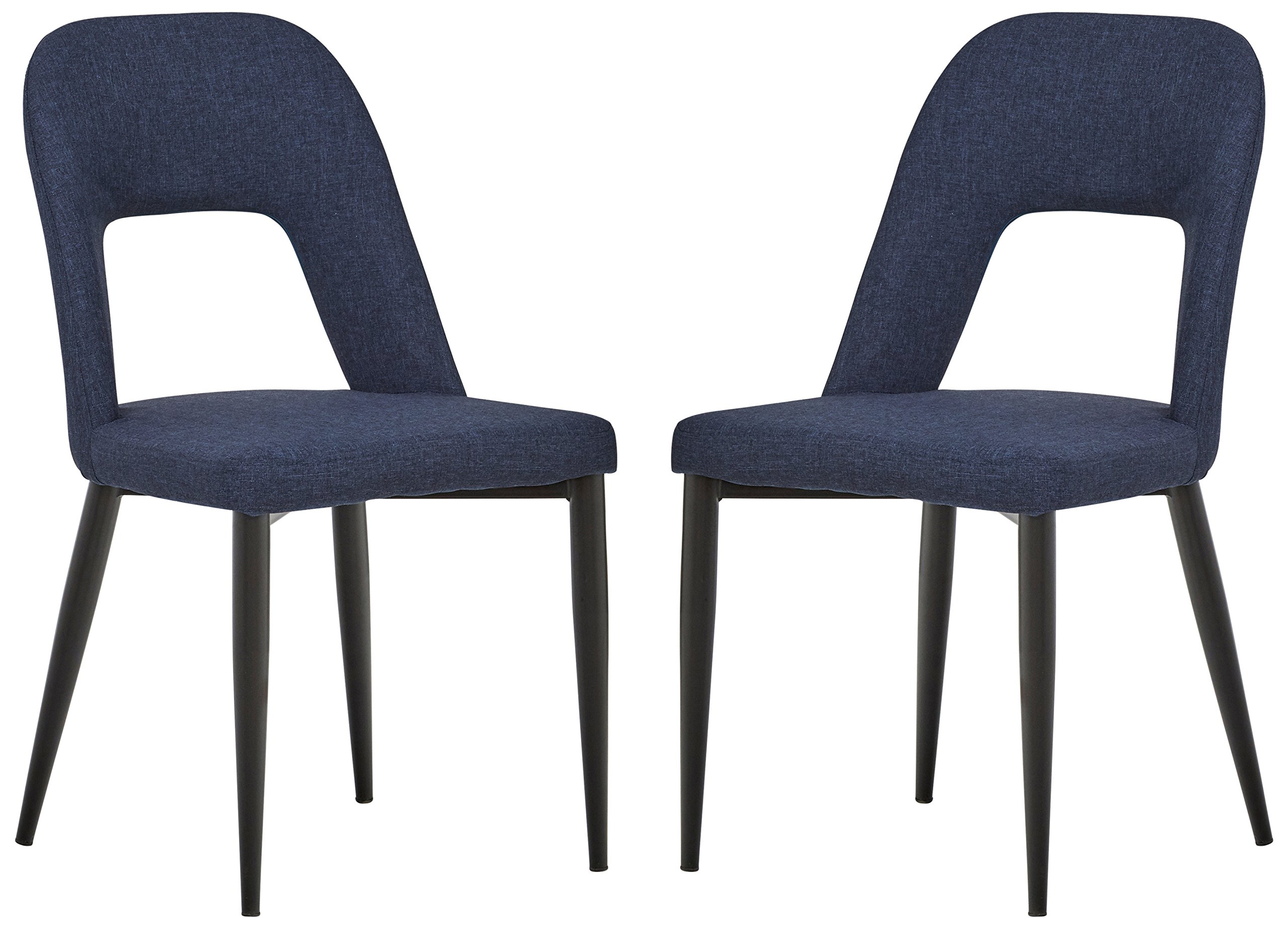 Amazon Brand – Rivet Florence Mid-Century Modern Set of 2 Wide Open-Back Accent Kitchen Dining Room Chairs, 18.8"W, Navy Blue