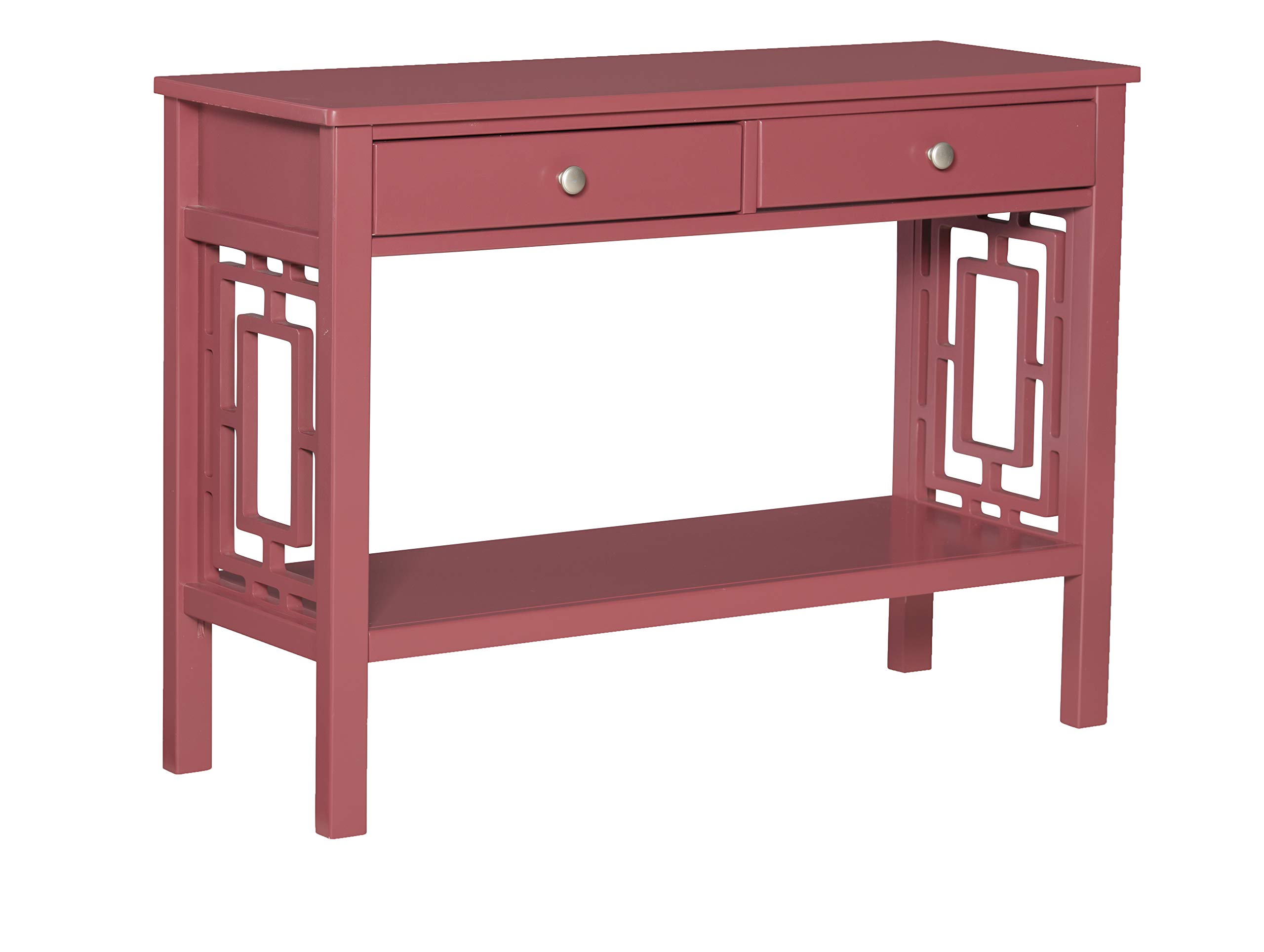 Ravenna Home Classic Console End Table with Side Cutouts, 42"W, Merlot Wood