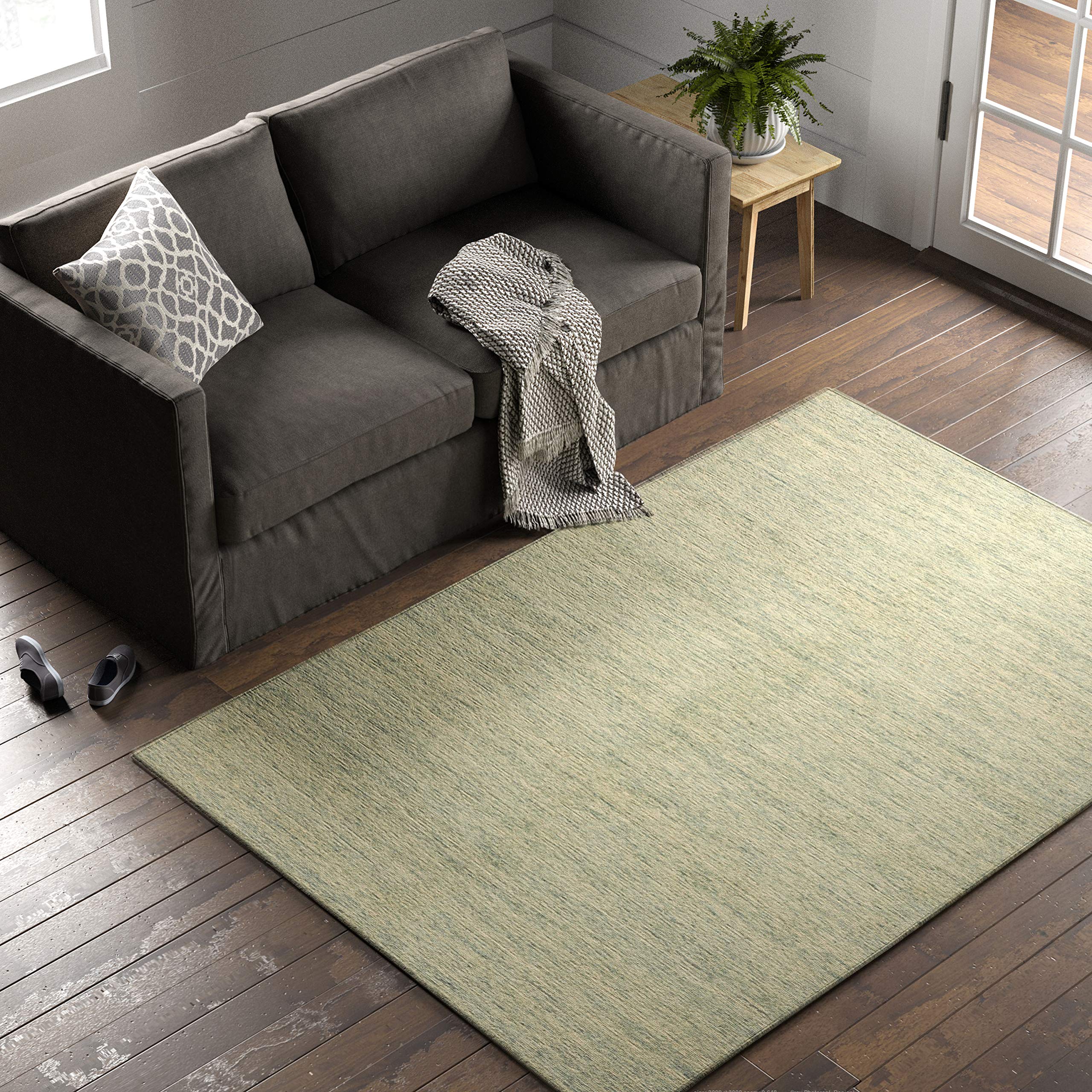 Amazon Brand – Stone & Beam Contemporary Speckle Wool Area Rug, 5' x 7' 6", Seafoam