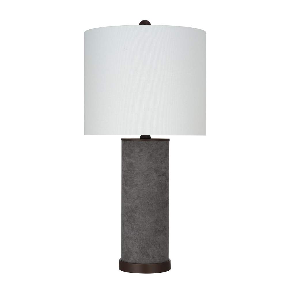 Amazon Brand – Rivet Modern Suede Table Lamp, LED Bulb Included, 25"H, Grey