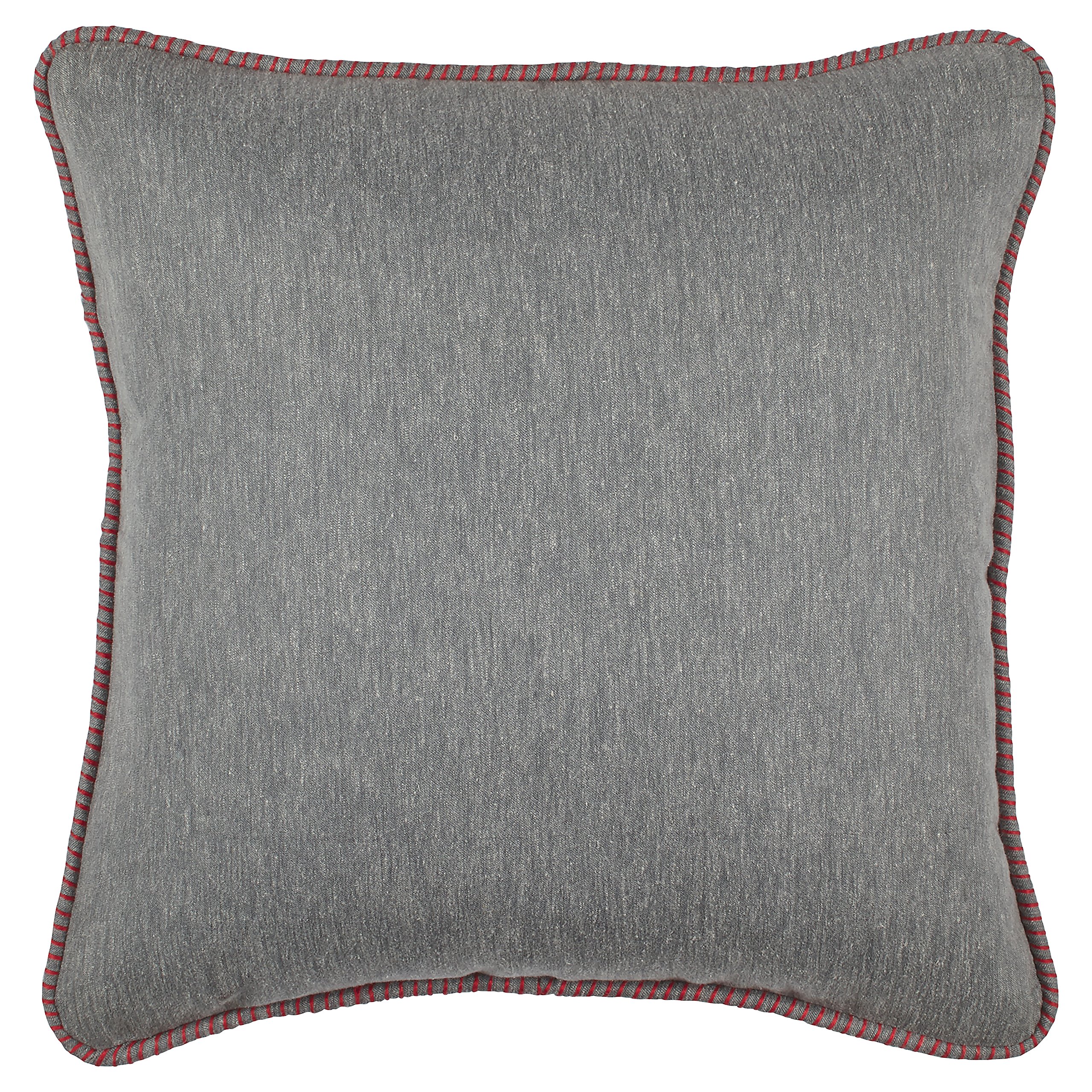 Amazon Brand – Stone & Beam Whipstitch Edge Decorative Throw Pillow, 18" x 18", Dark Grey with Red Whipstitch
