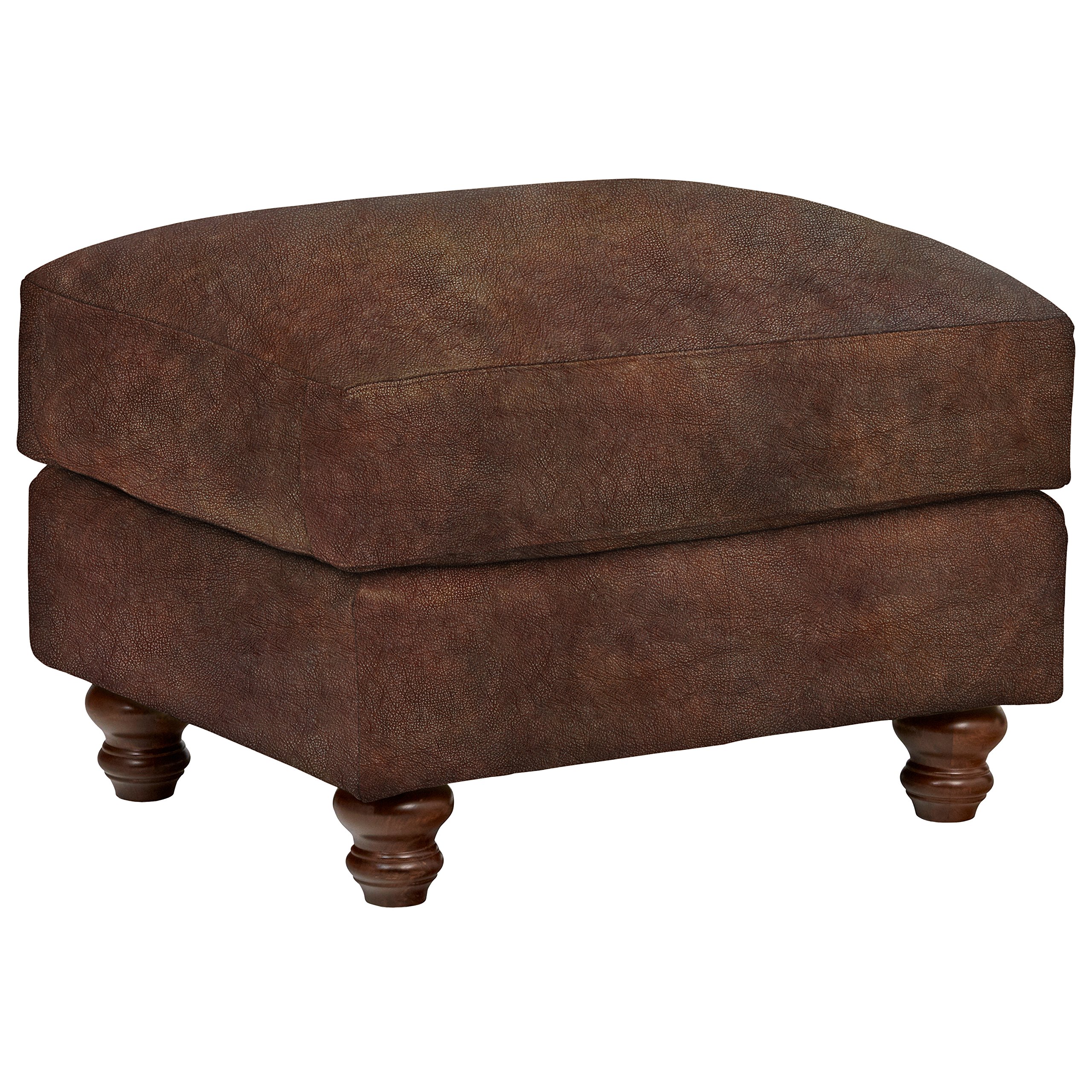 Amazon Brand – Stone & Beam Charles Classic Oversized Leather Ottoman, 31"W, Walnut