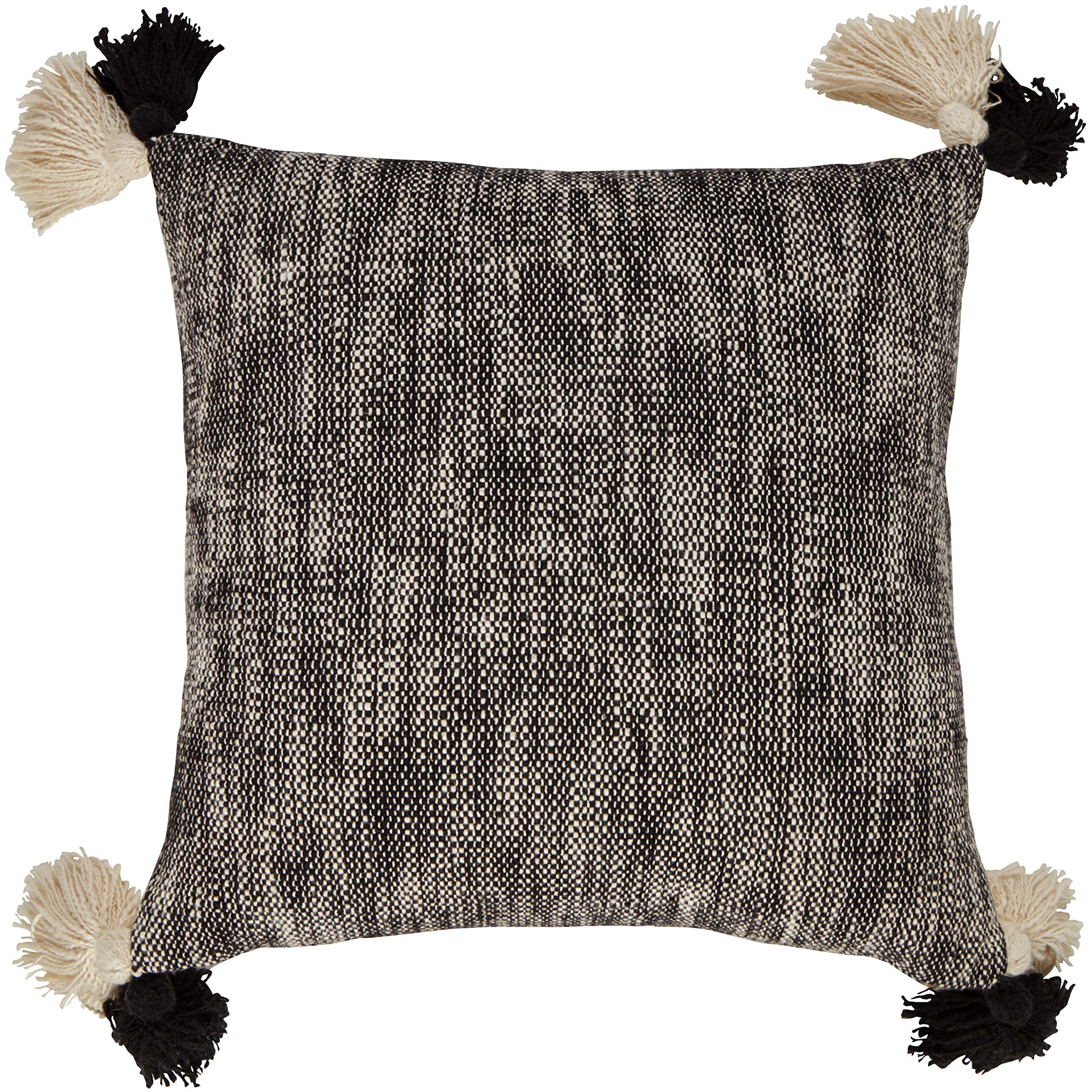 Amazon Brand – Rivet Modern Throw Pillow with Tassels - 18 x 18 Inch, Light Grey