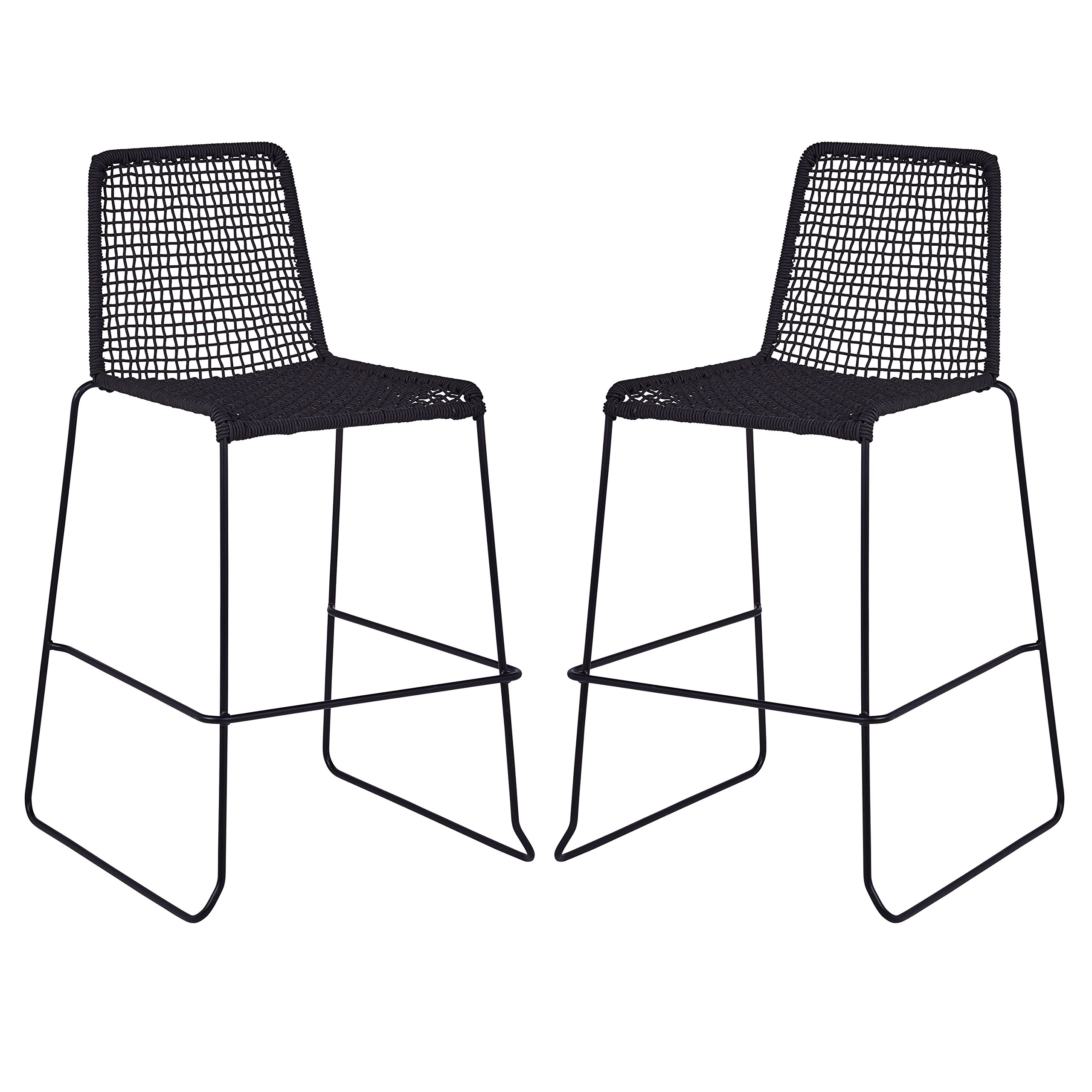 Amazon Brand – Rivet Dayton Modern Metal Bar Stool, 35"H, Pack of 2, Black
