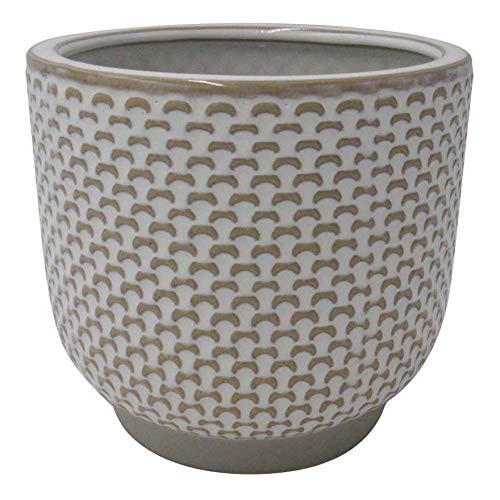 Amazon Brand – Stone & Beam Textured Stoneware Planter, 5.1"H, Ivory