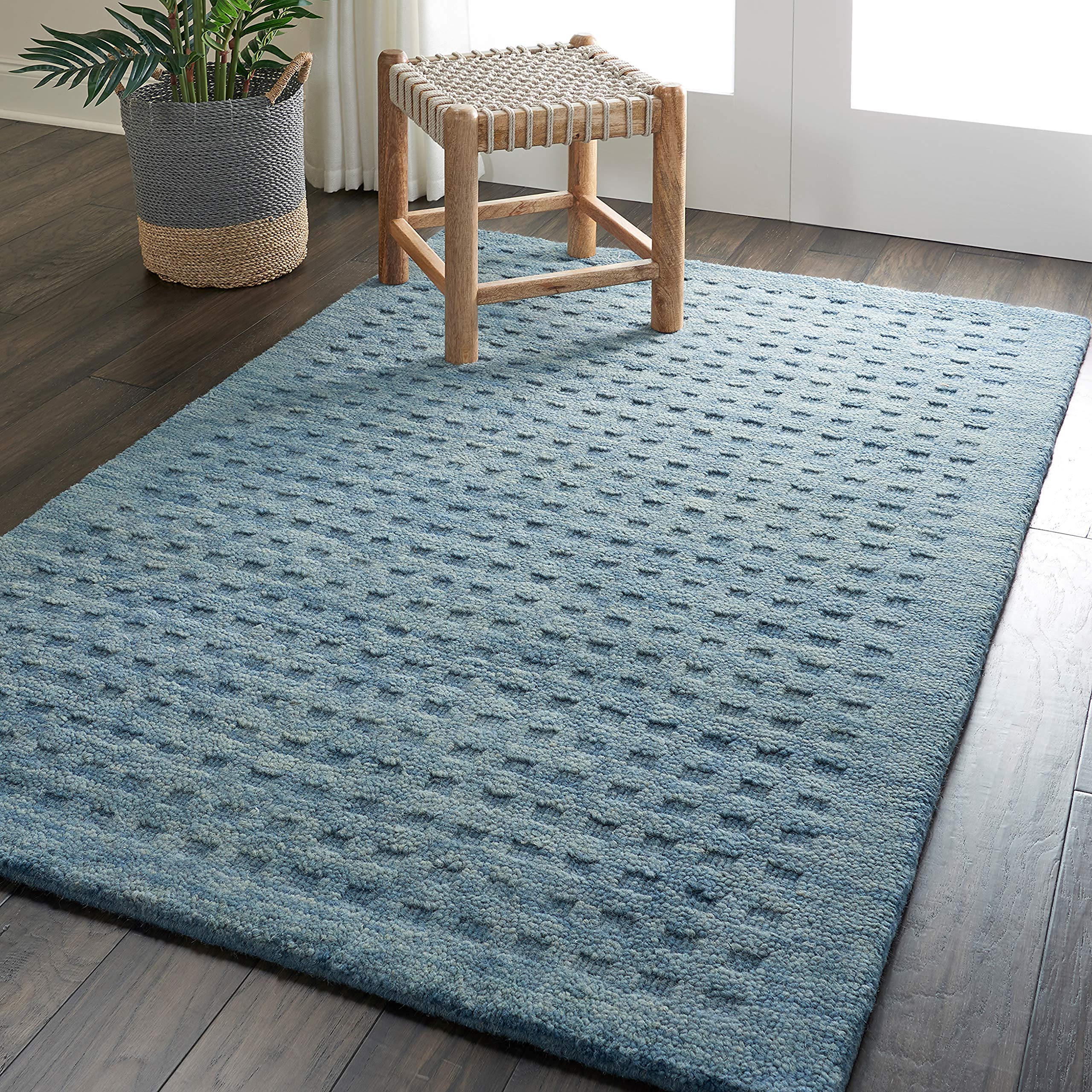 Amazon Brand – Stone & Beam Casual Geometric Wool Area Rug, 10' 6" x 8', Denim