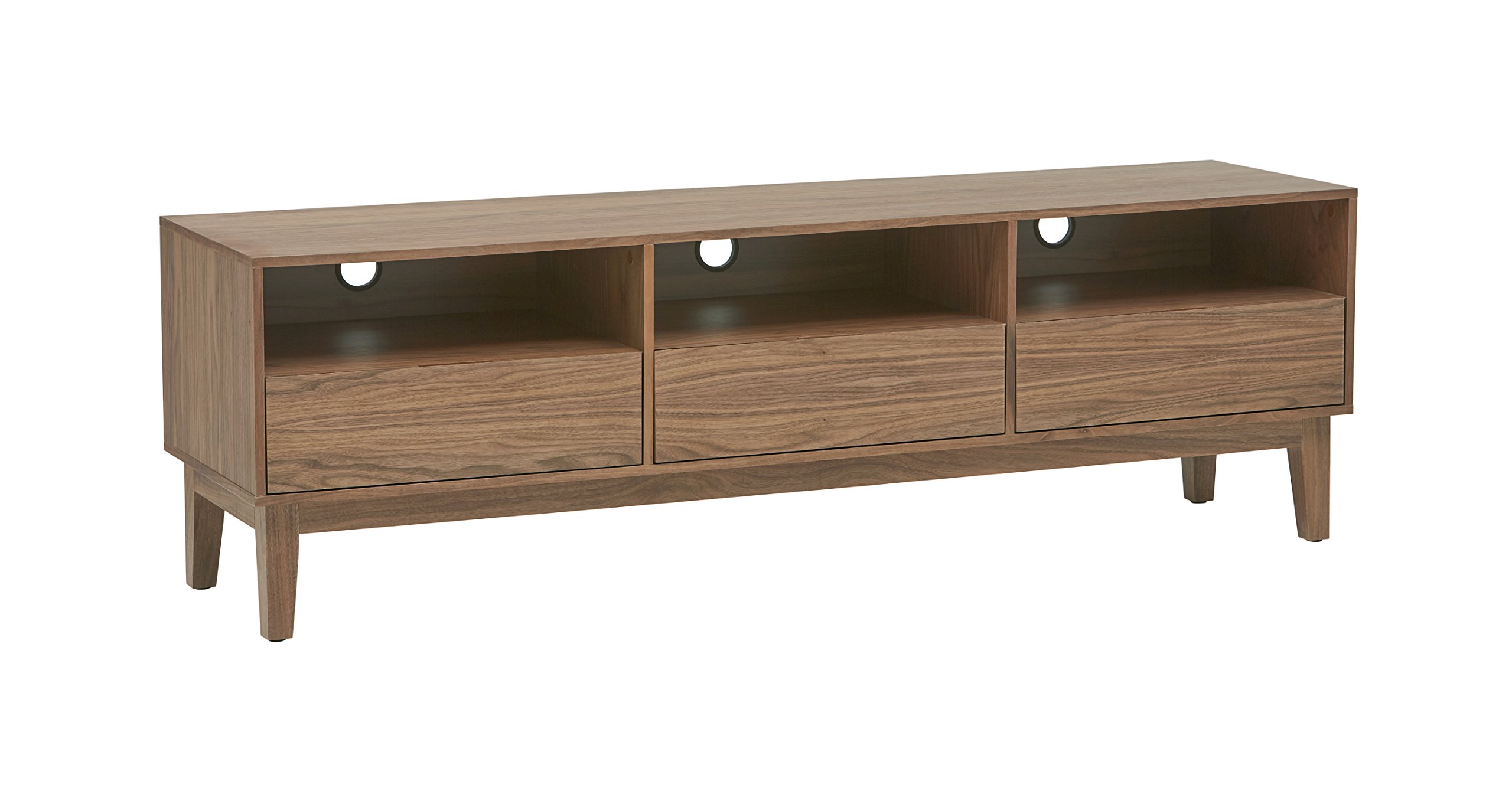 Amazon Brand – Rivet Modern Six-Compartment TV Media Console, Walnut