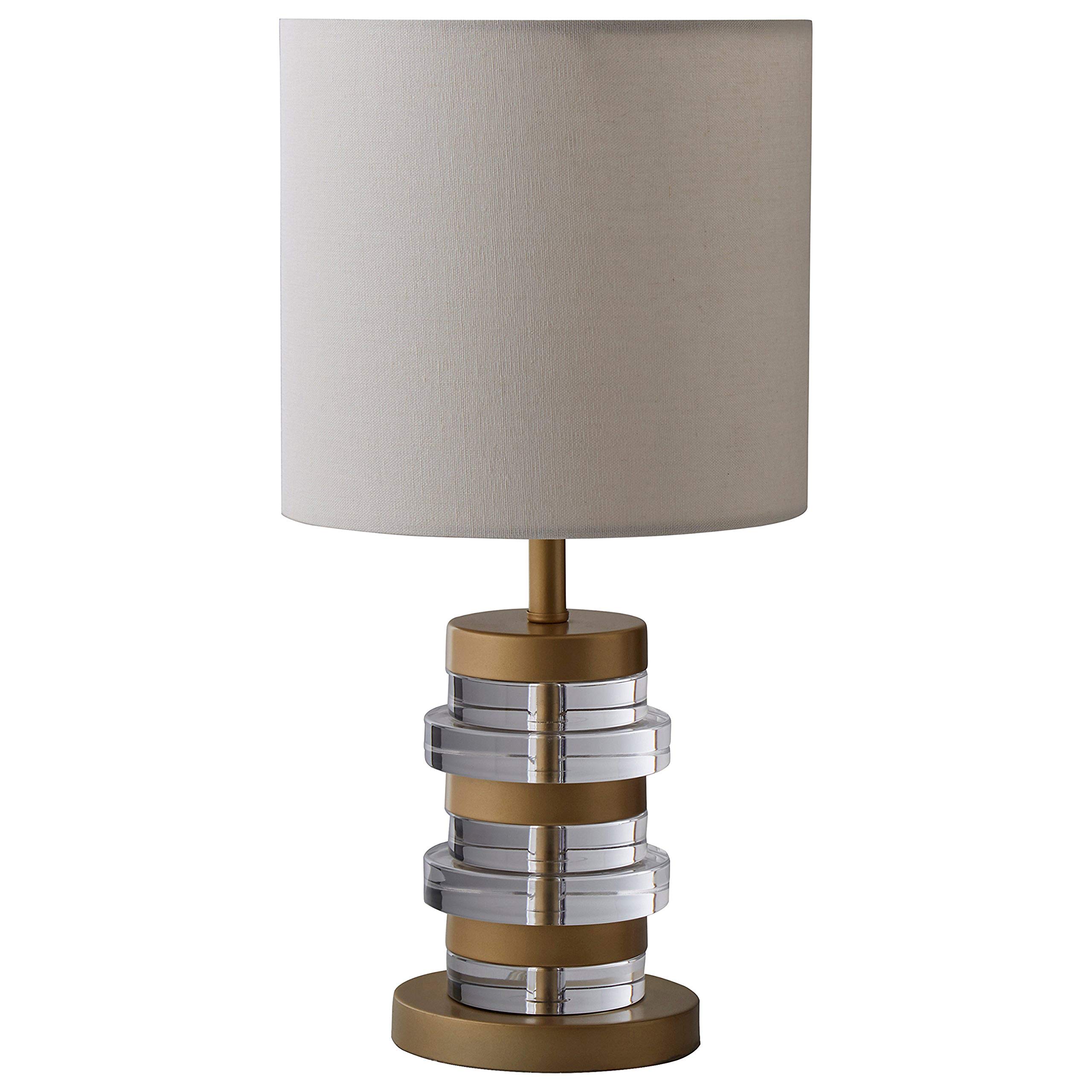 Amazon Brand – Rivet Mid-Century Modern Brass-Trimmed Table Lamp With Bulb, 16.5"H, Clear