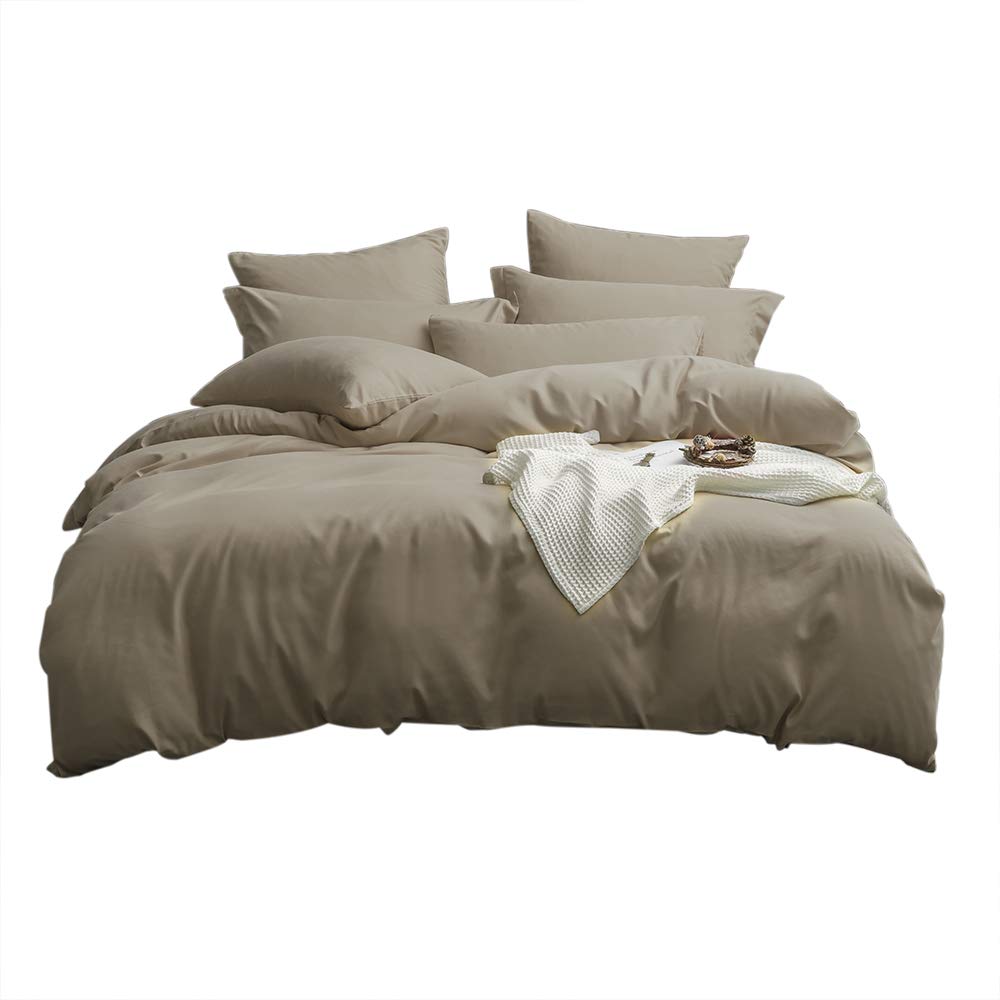 UMI. Essentials Microfiber Duvet Cover Set,Lightweight and Soft Bedding Set (8 Sizes,12 Colours) (Superking,Khaki)