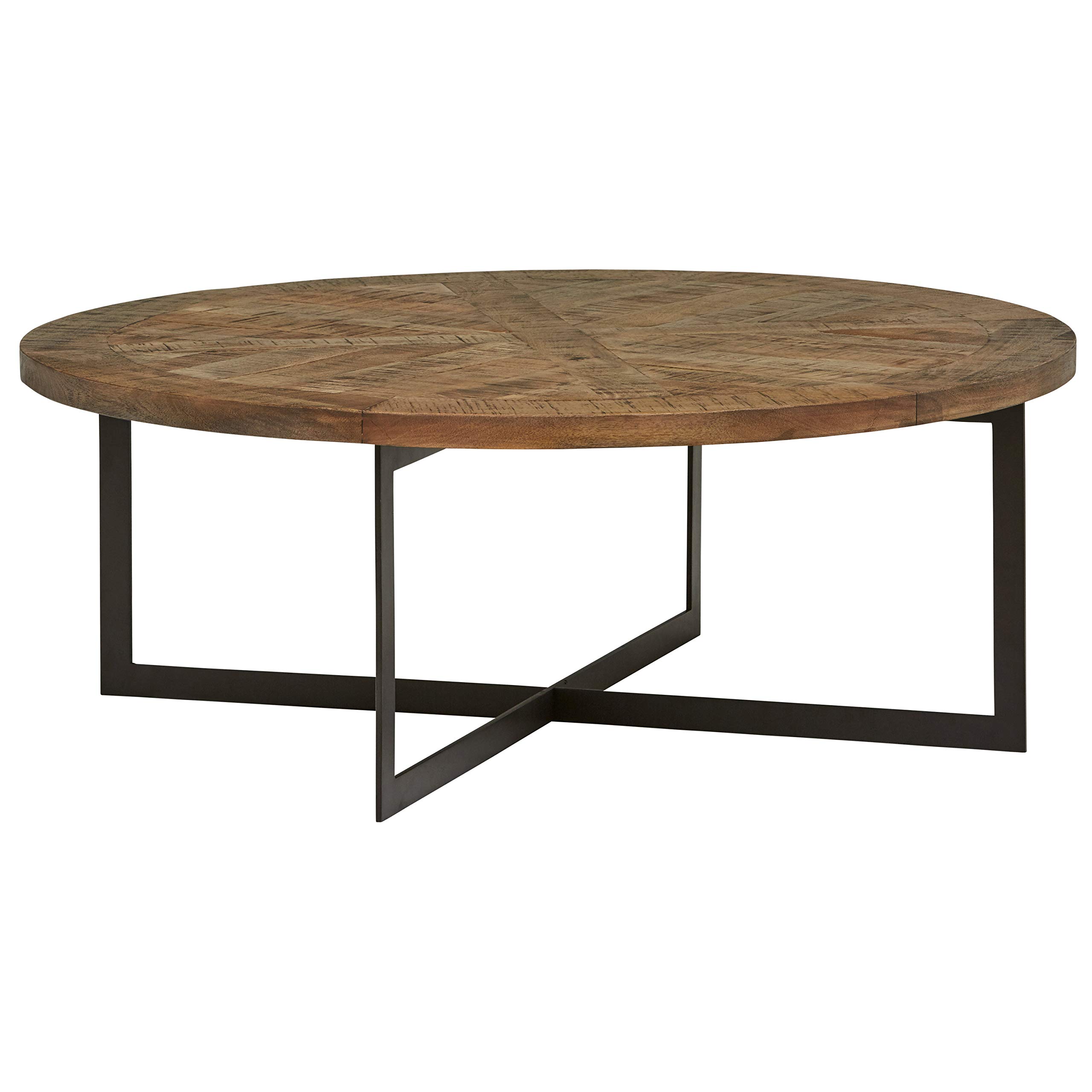 Amazon Brand – Stone & Beam Industrial Round Coffee Table, 48"W, Wood & Dark Metal