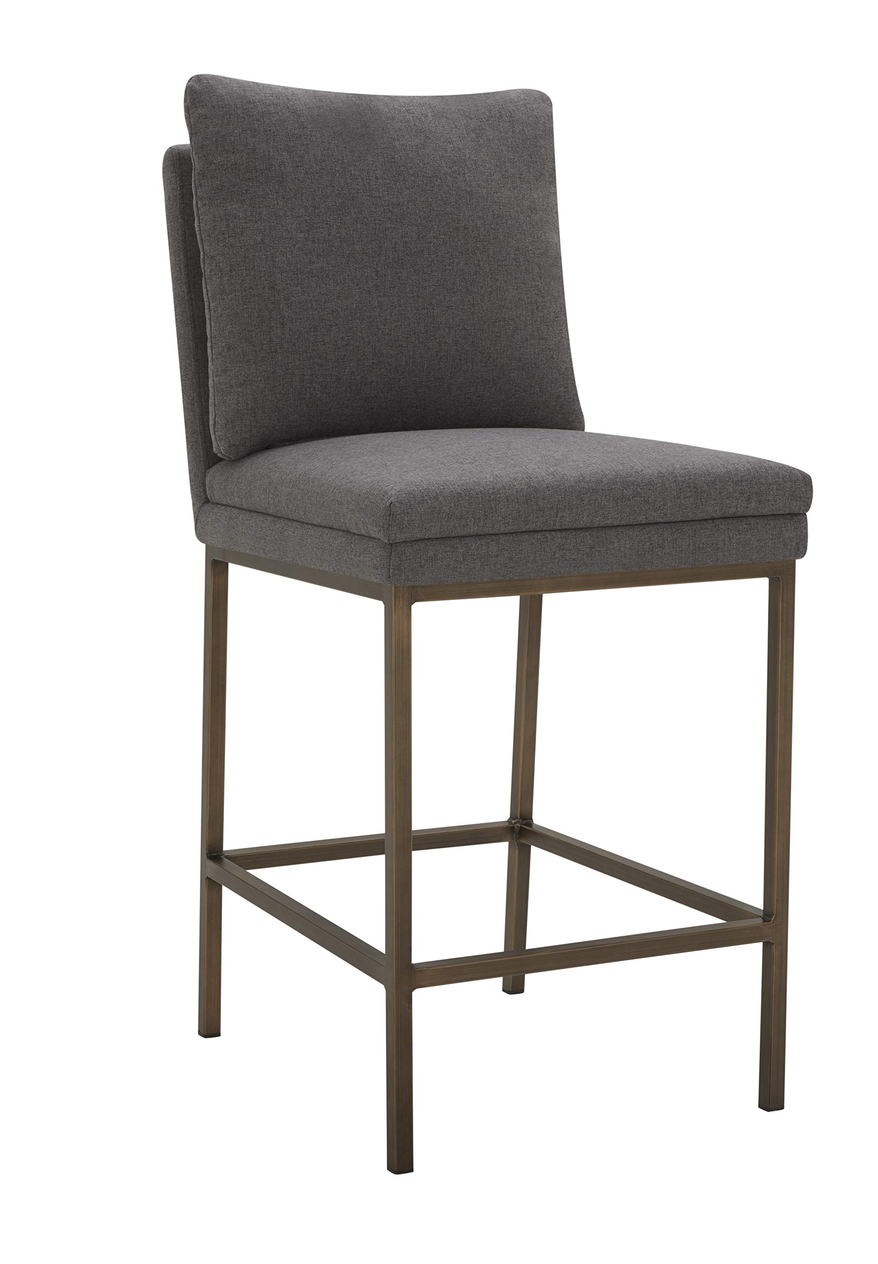 Amazon Brand – Rivet Lundberg Contemporary Upholstered Counter-Height Barstool with Brass Legs, 40.6"H, Graphite