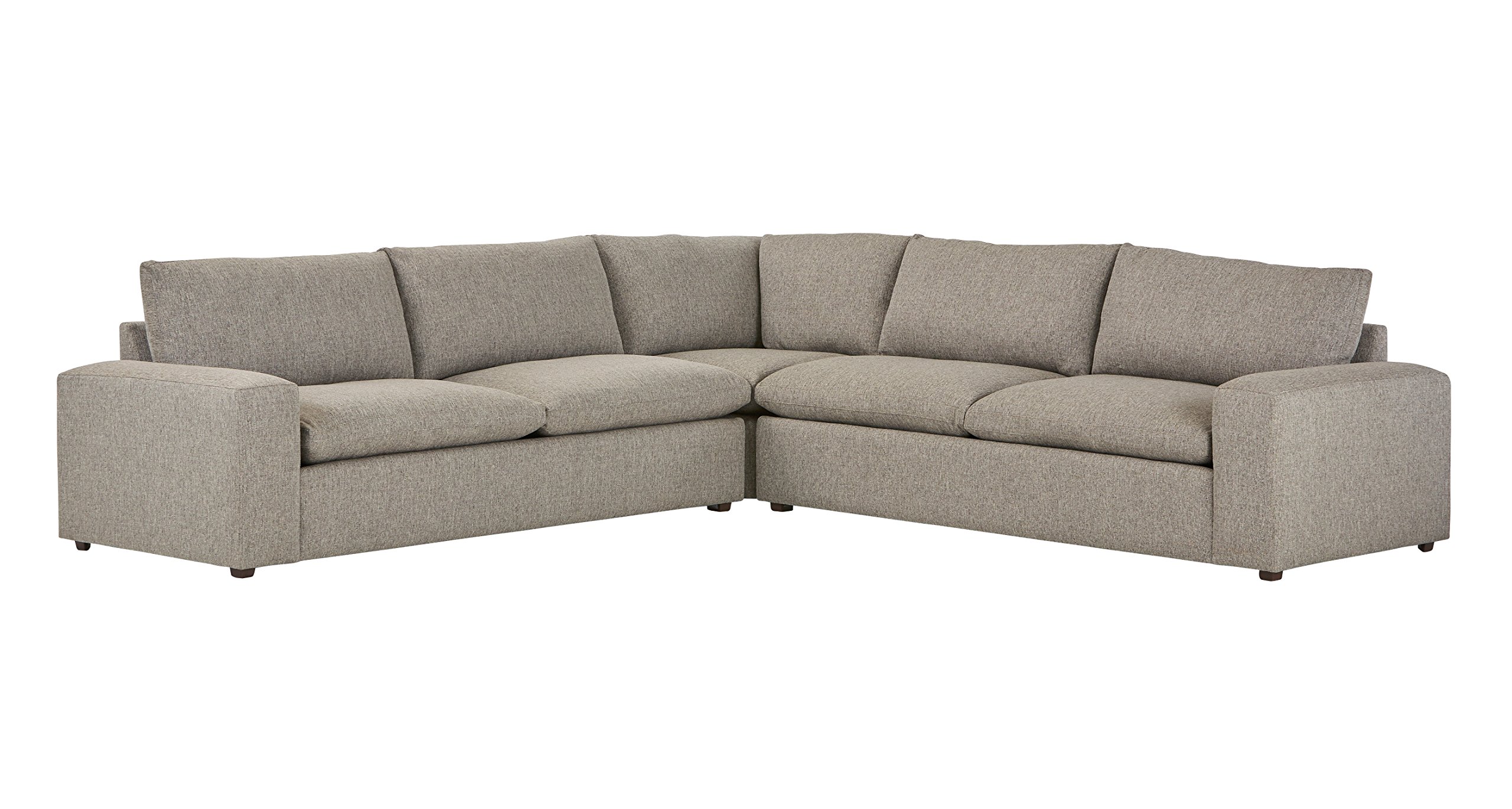 Amazon Brand – Stone & Beam Hoffman Down-Filled Performance Fabric Sectional Sofa Couch, 127"W, Grey Tweed