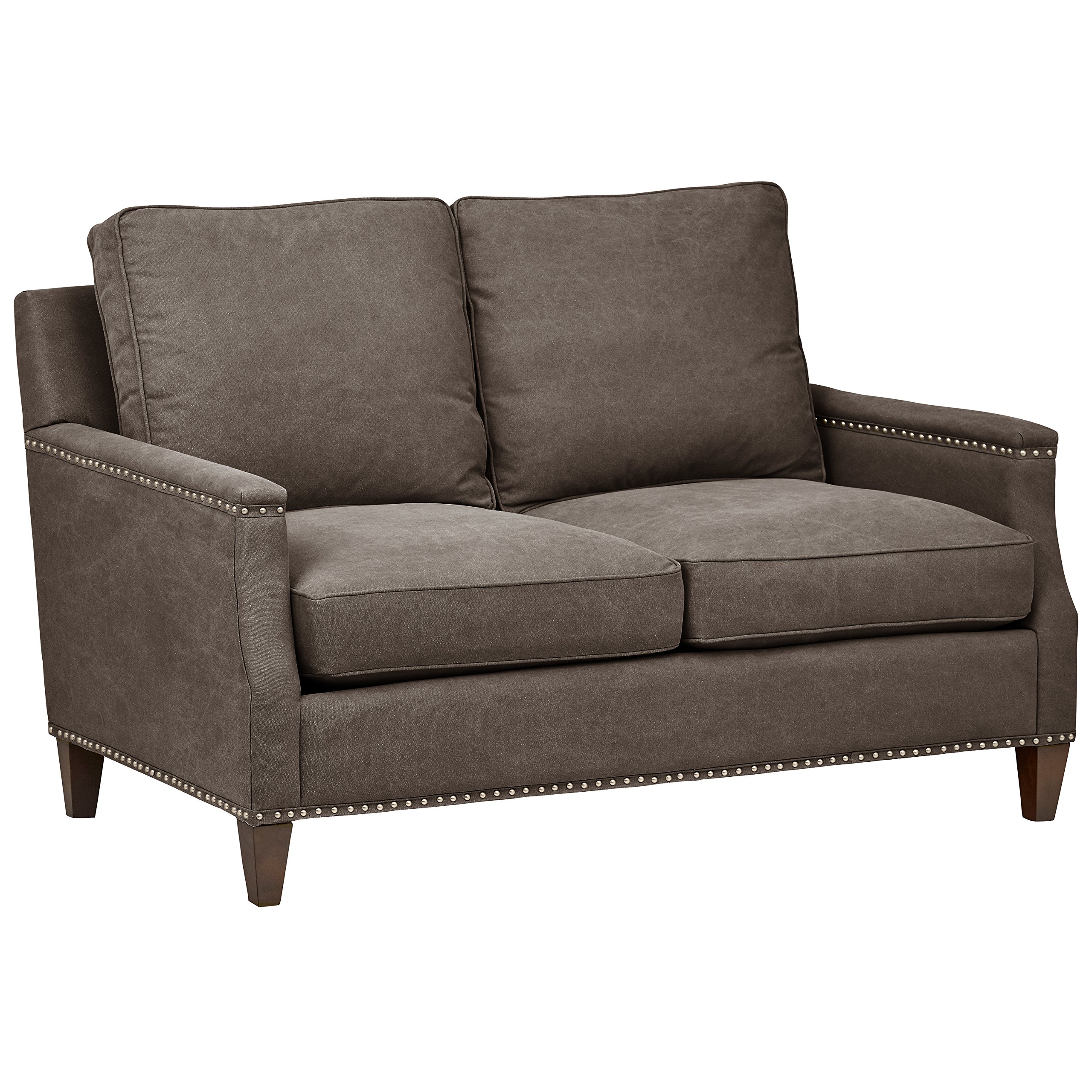 Amazon Brand – Stone & Beam Marin Studded Loveseat, 60"W, Pewter