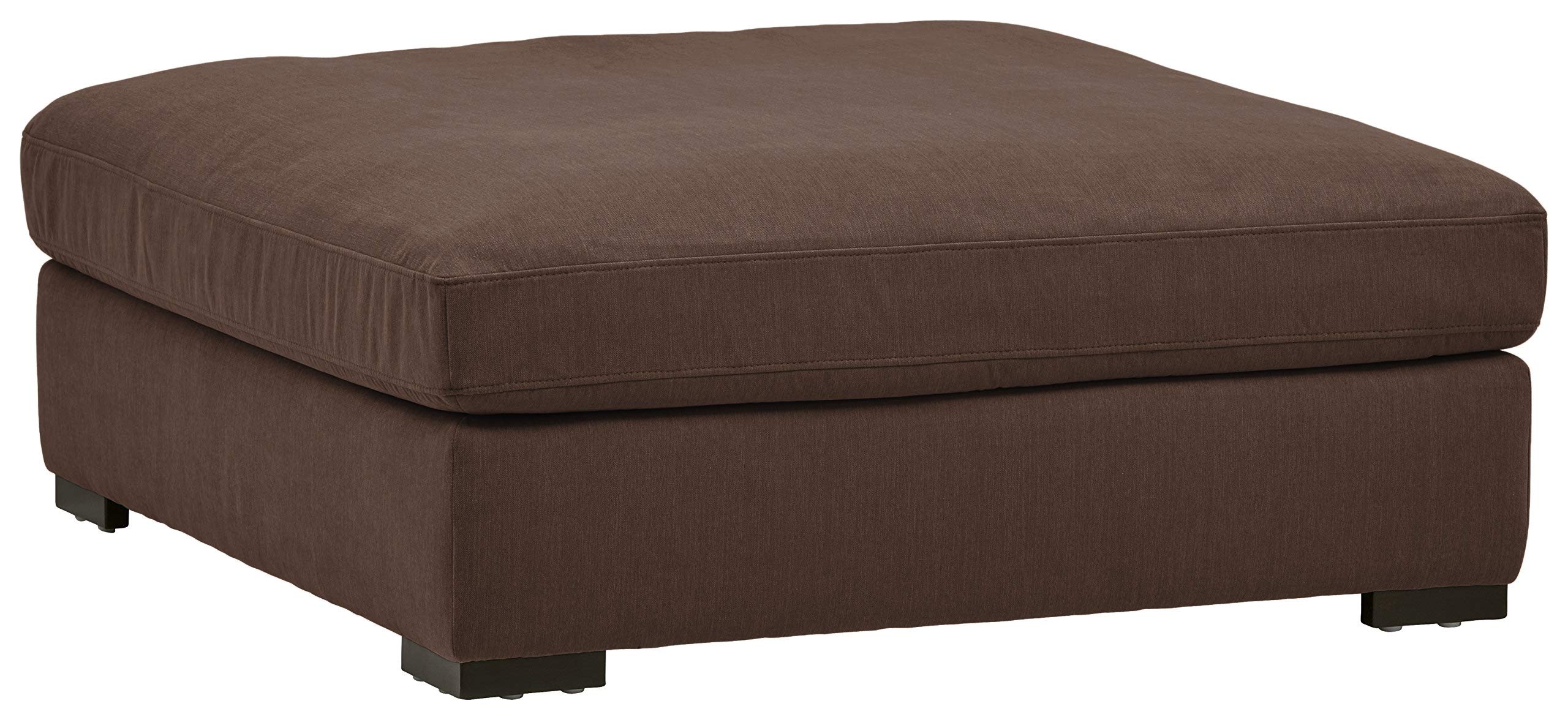 Amazon Brand – Stone & Beam Lauren Down Filled Oversized Ottoman with Hardwood Frame, 46.5"W, Chocolate